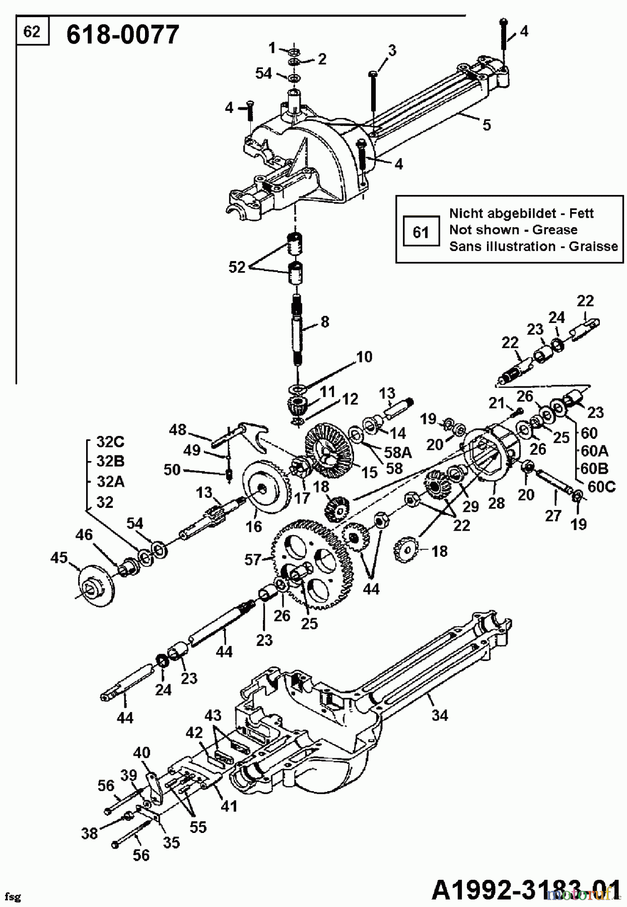 Florica Rasentraktoren 12/91 133I470E638  (1993) Getriebe 618-0077