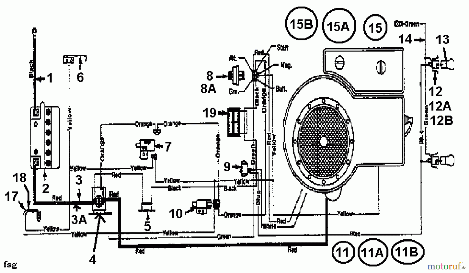  Florica Rasentraktoren 12/91 132-450E638  (1992) Schaltplan Einzylinder