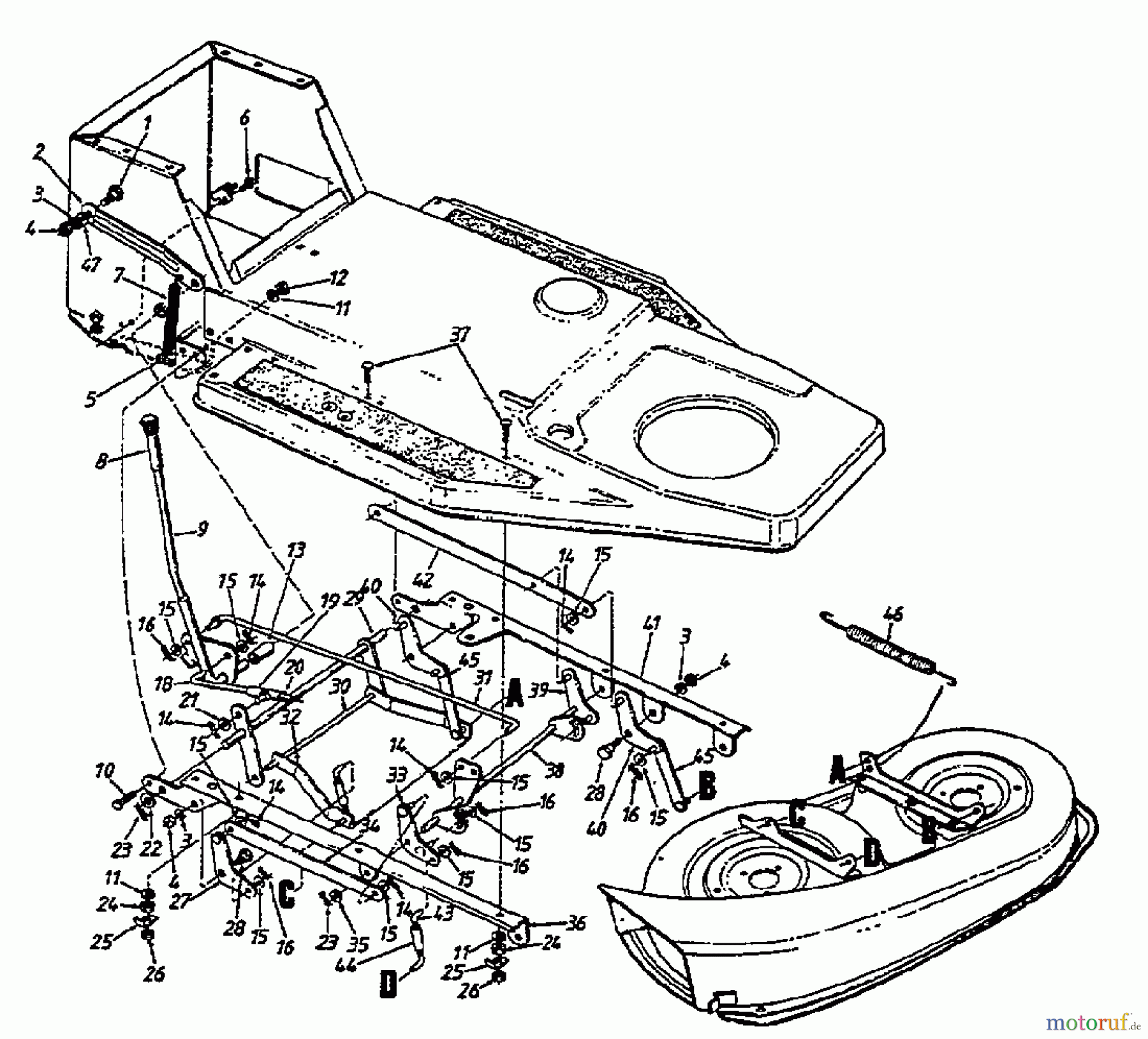  MTD Rasentraktoren 12/91 133I470E653  (1993) Mähwerksaushebung