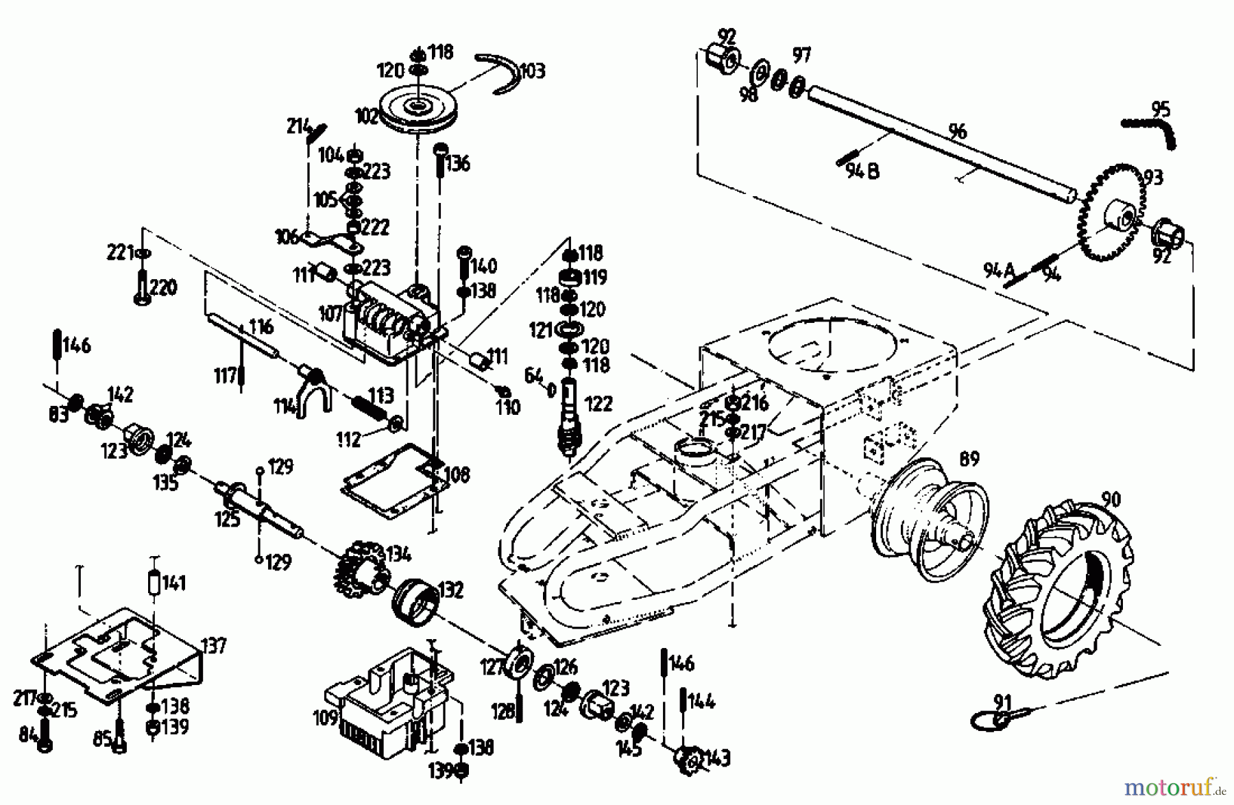  Gutbrod Balkenmäher BM 710 07515.03  (1993) Getriebe, Räder