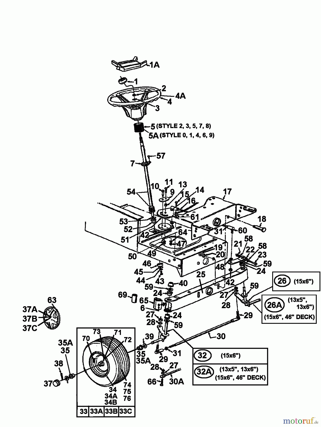  MTD Rasentraktoren 11/30 133C679C600  (1993) Vorderachse