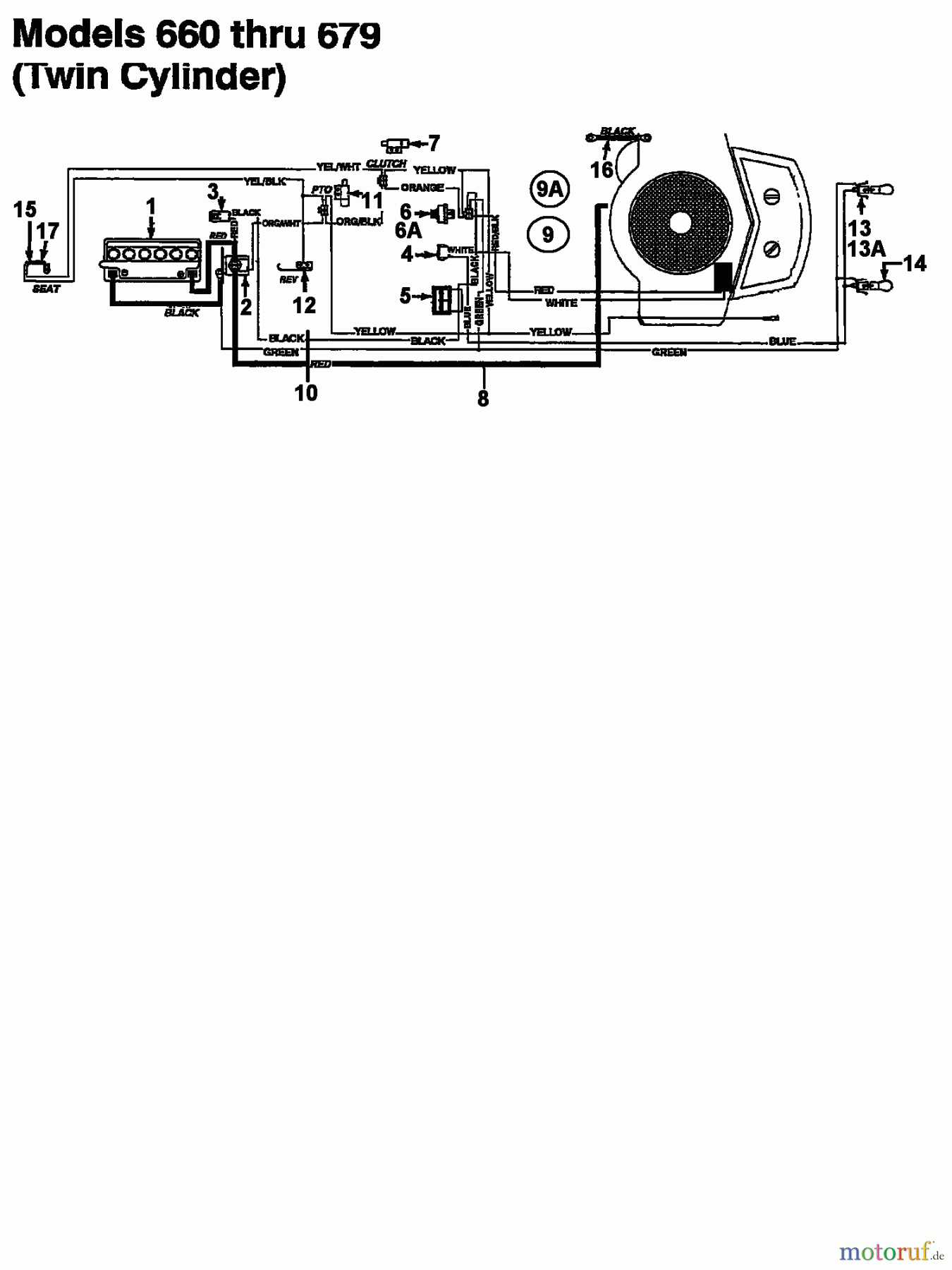  Bauhaus Rasentraktoren Funrunner 133I679F646  (1993) Schaltplan 2 Zylinder