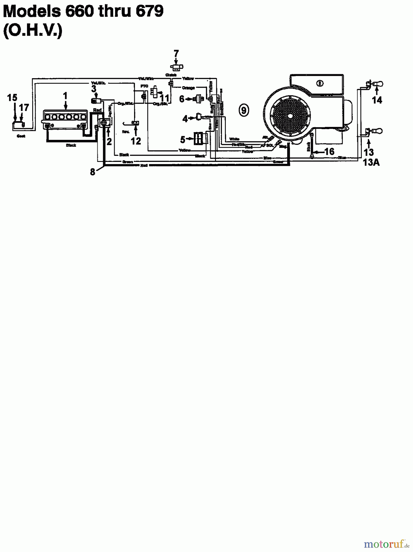  Columbia Rasentraktoren 112/960 N 133K670F626  (1993) Schaltplan für O.H.V.
