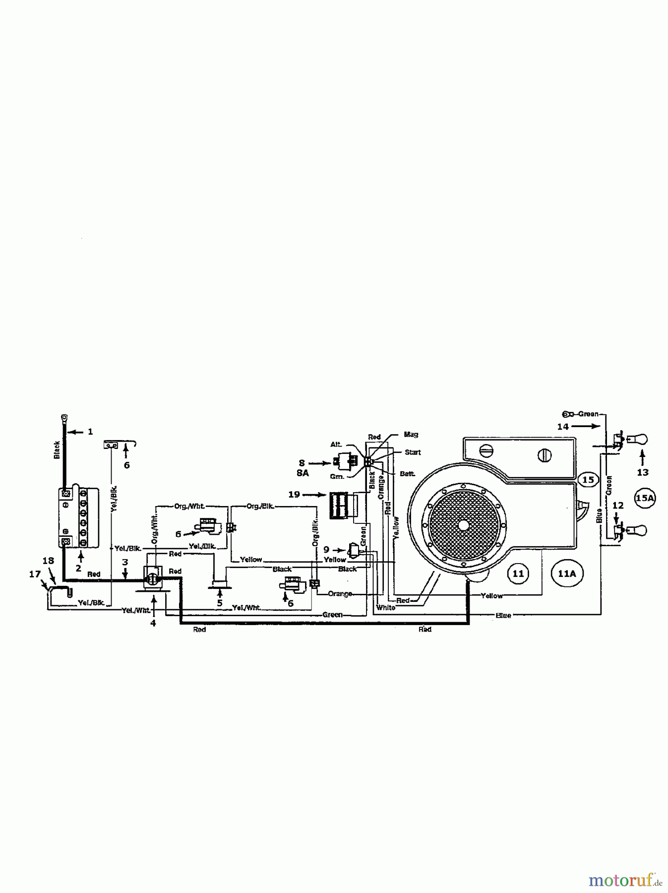  White Lawn tractors I 451 E 134I451E679  (1994) Wiring diagram single cylinder