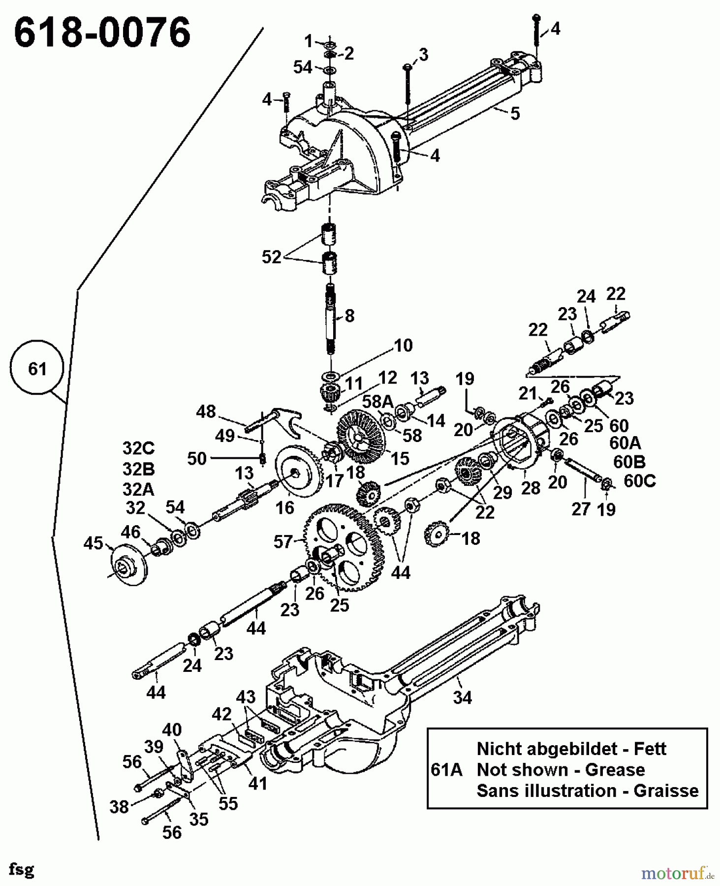  Golf Rasentraktoren TOPFLITE B 10 135B452D648  (1995) Getriebe 618-0076