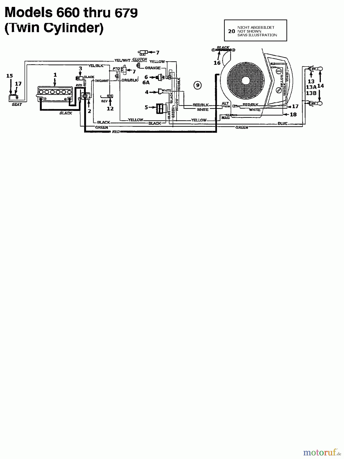  Motec Rasentraktoren ST 12.5/91 135L664E632  (1995) Schaltplan 2 Zylinder