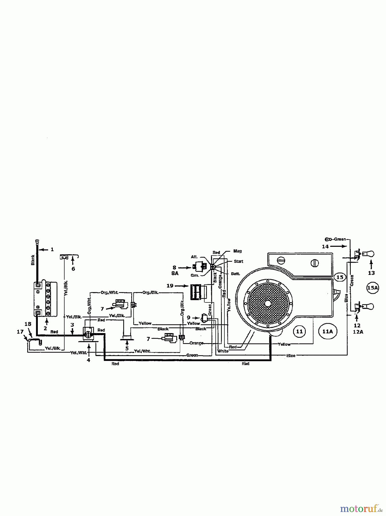  Floraself Lawn tractors FLORASELF 2000 135C452D668  (1995) Wiring diagram single cylinder
