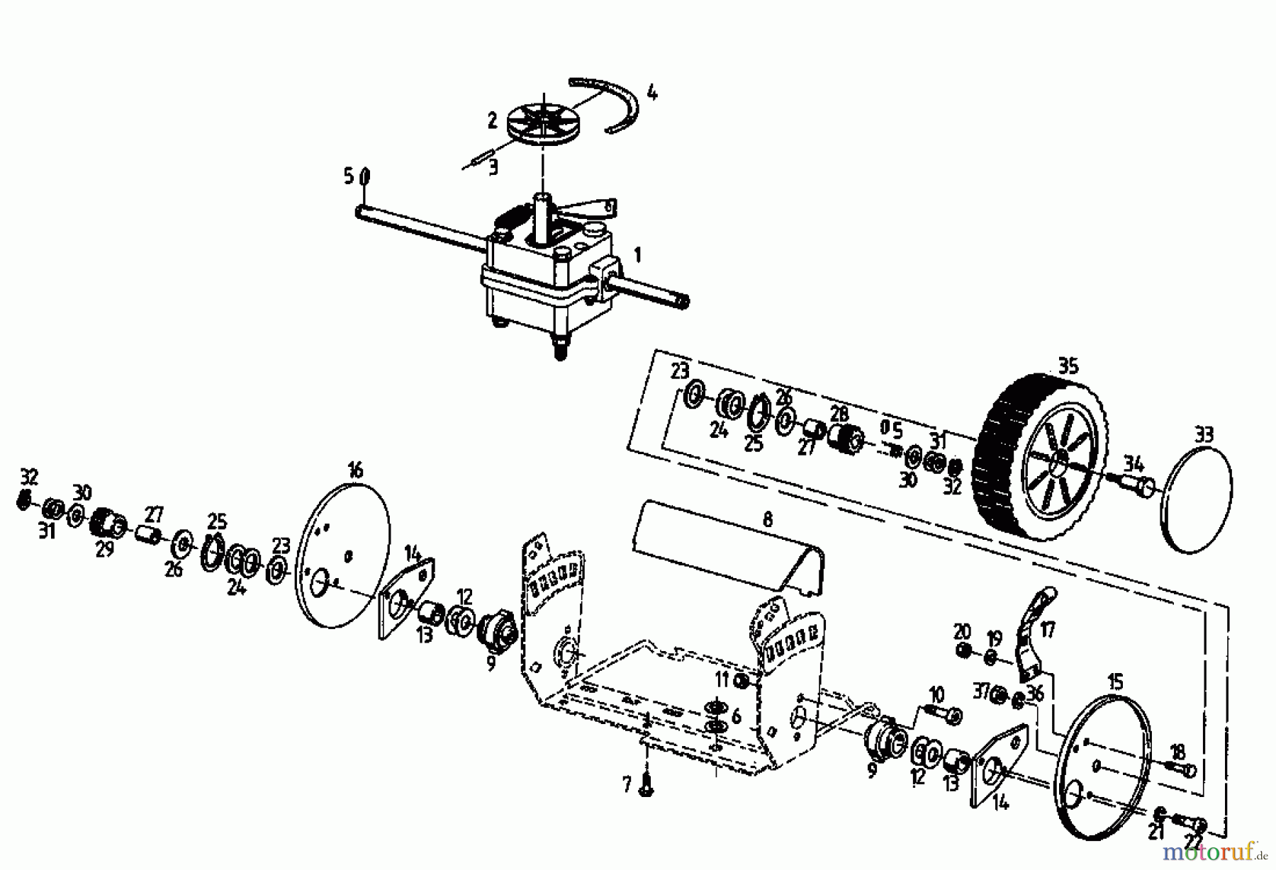  Diana Motormäher mit Antrieb 45 BA 04025.04  (1995) Getriebe, Räder, Schnitthöhenverstellung