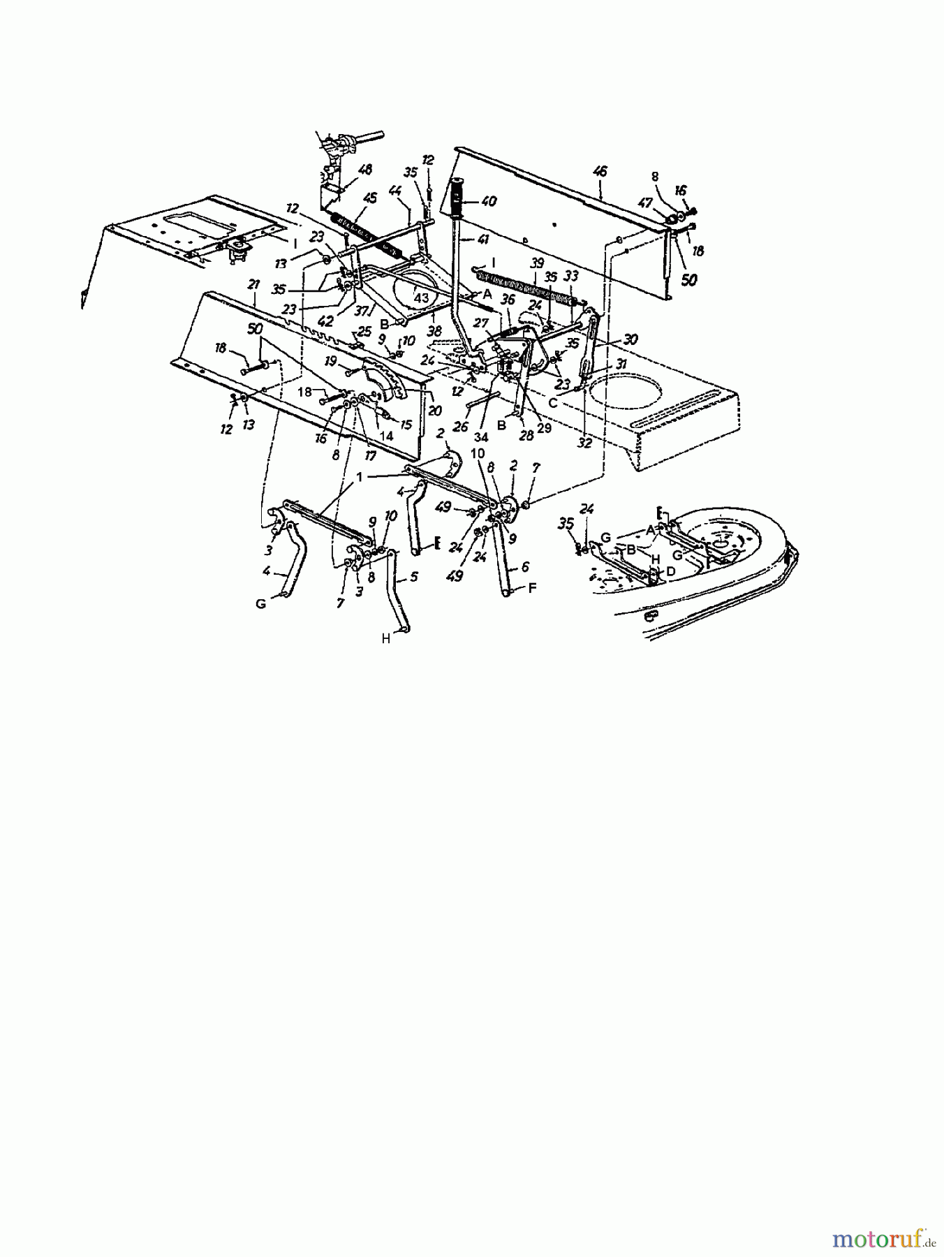  MTD Rasentraktoren 13/96 135N675F678  (1995) Mähwerksaushebung