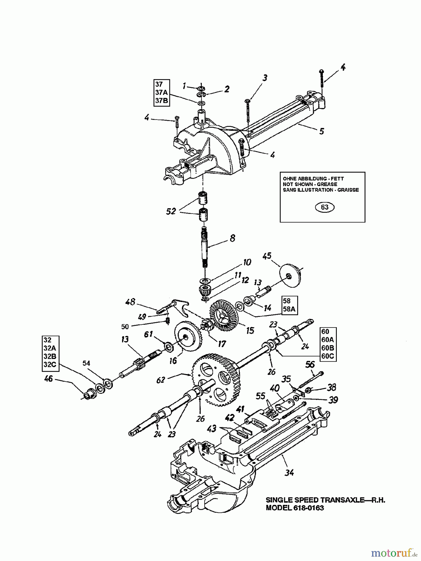 MTD Rasentraktoren 13/96 135N675F678  (1995) Getriebe