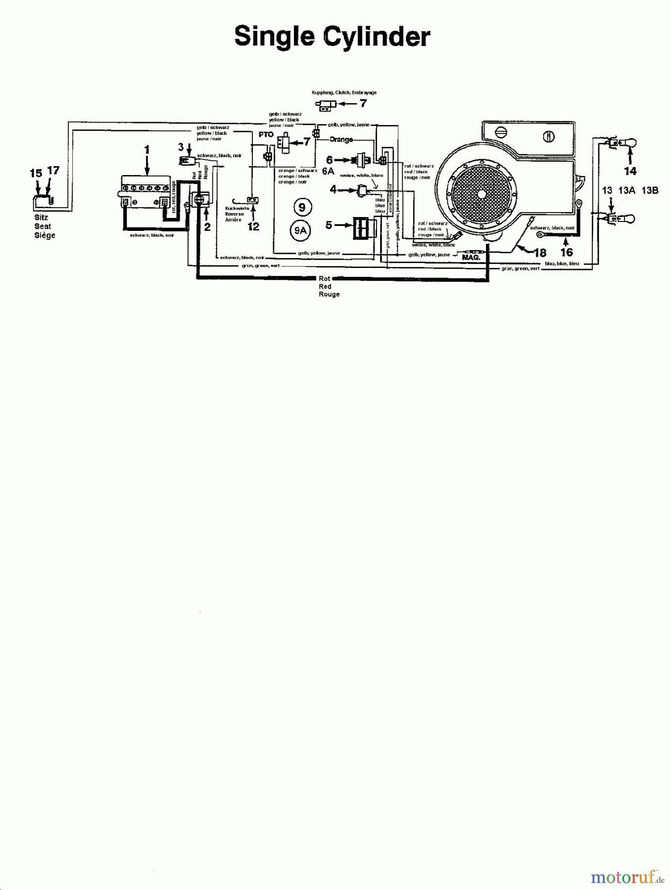  Florica Rasentraktoren 12/76 HN 134K671C638  (1994) Schaltplan Einzylinder