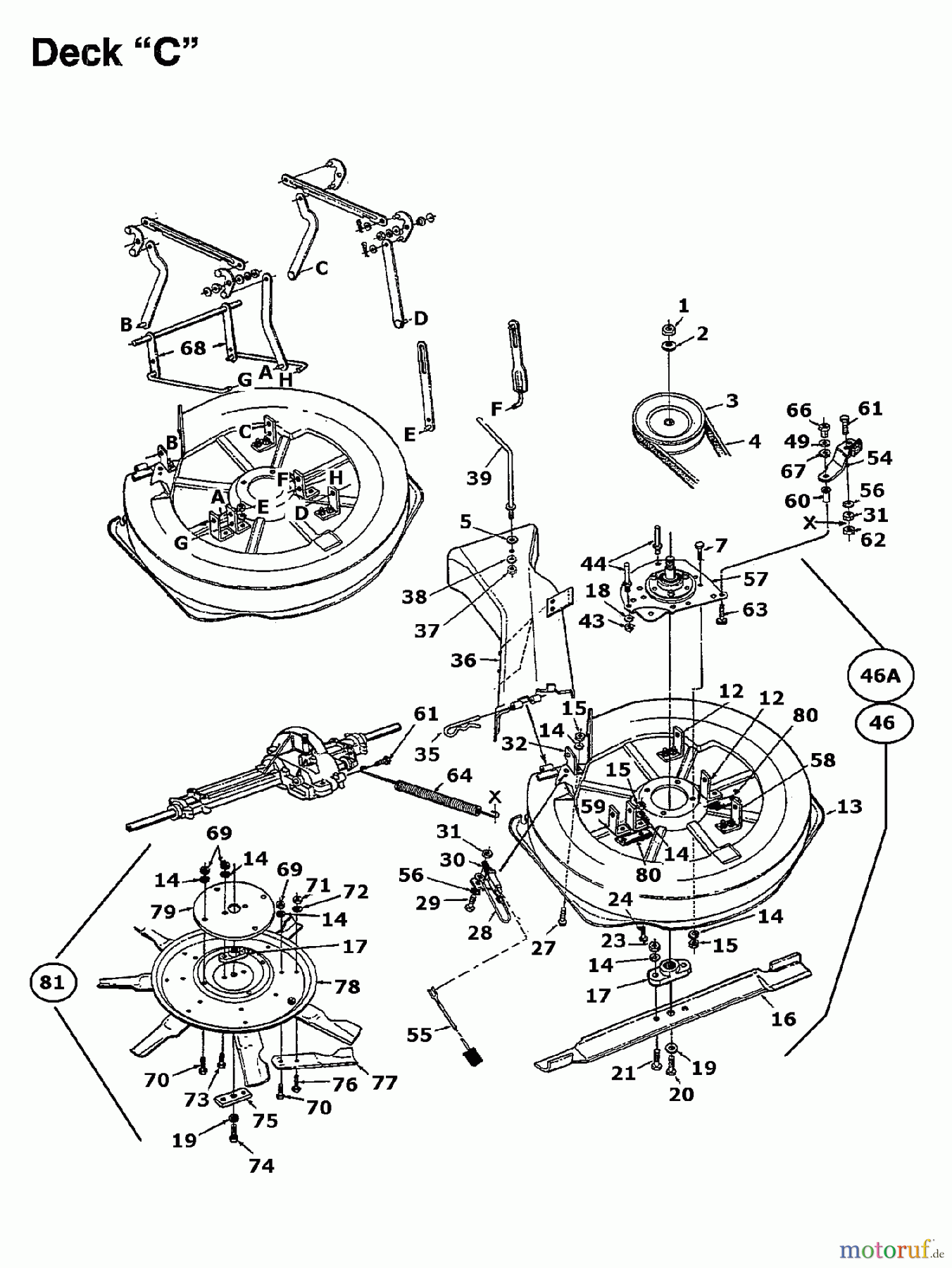  MTD Rasentraktoren 12.5/76 134K675C678  (1994) Mähwerk C (30