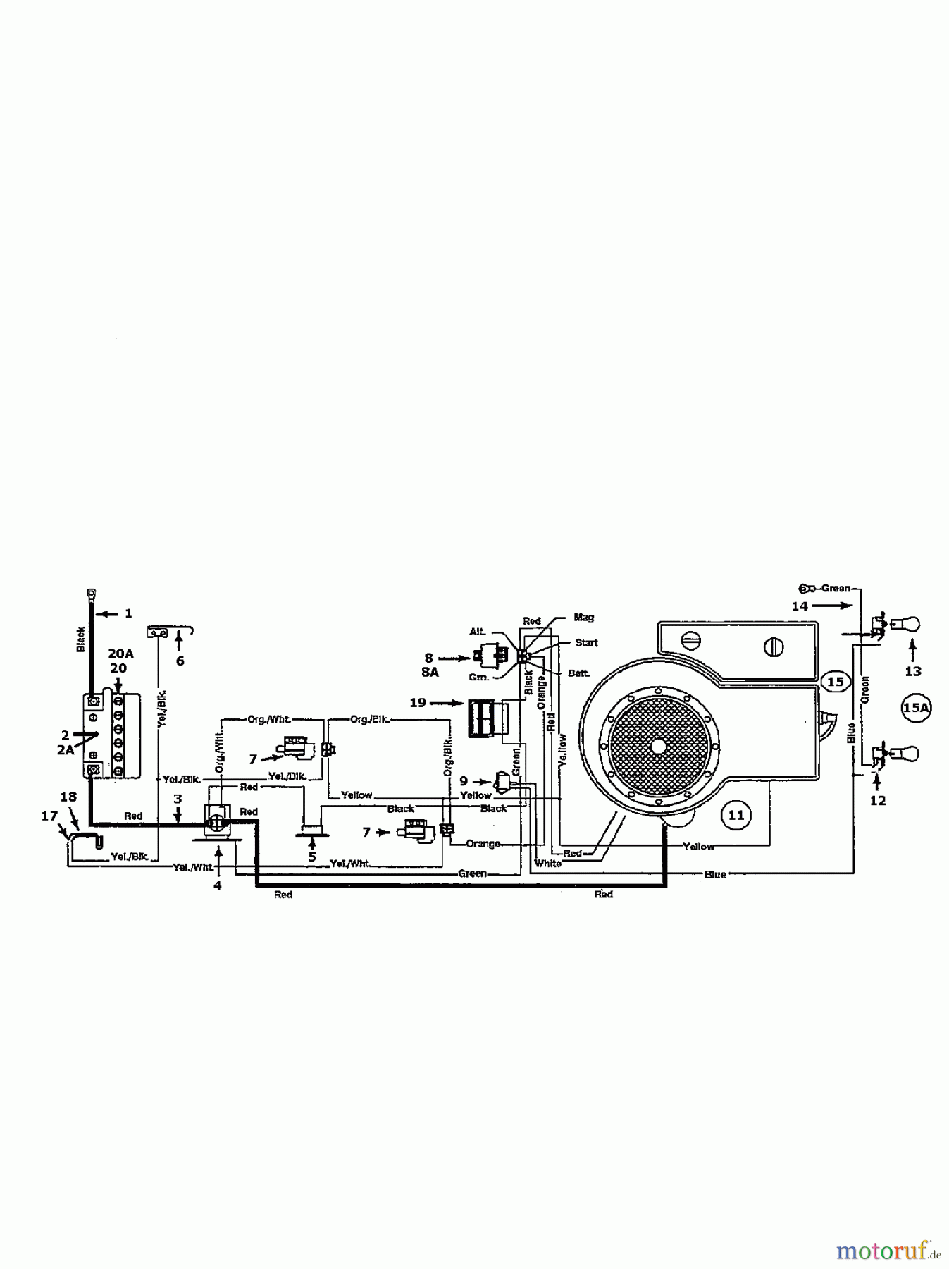  MTD Rasentraktoren B 120 136L470E678  (1996) Schaltplan Einzylinder