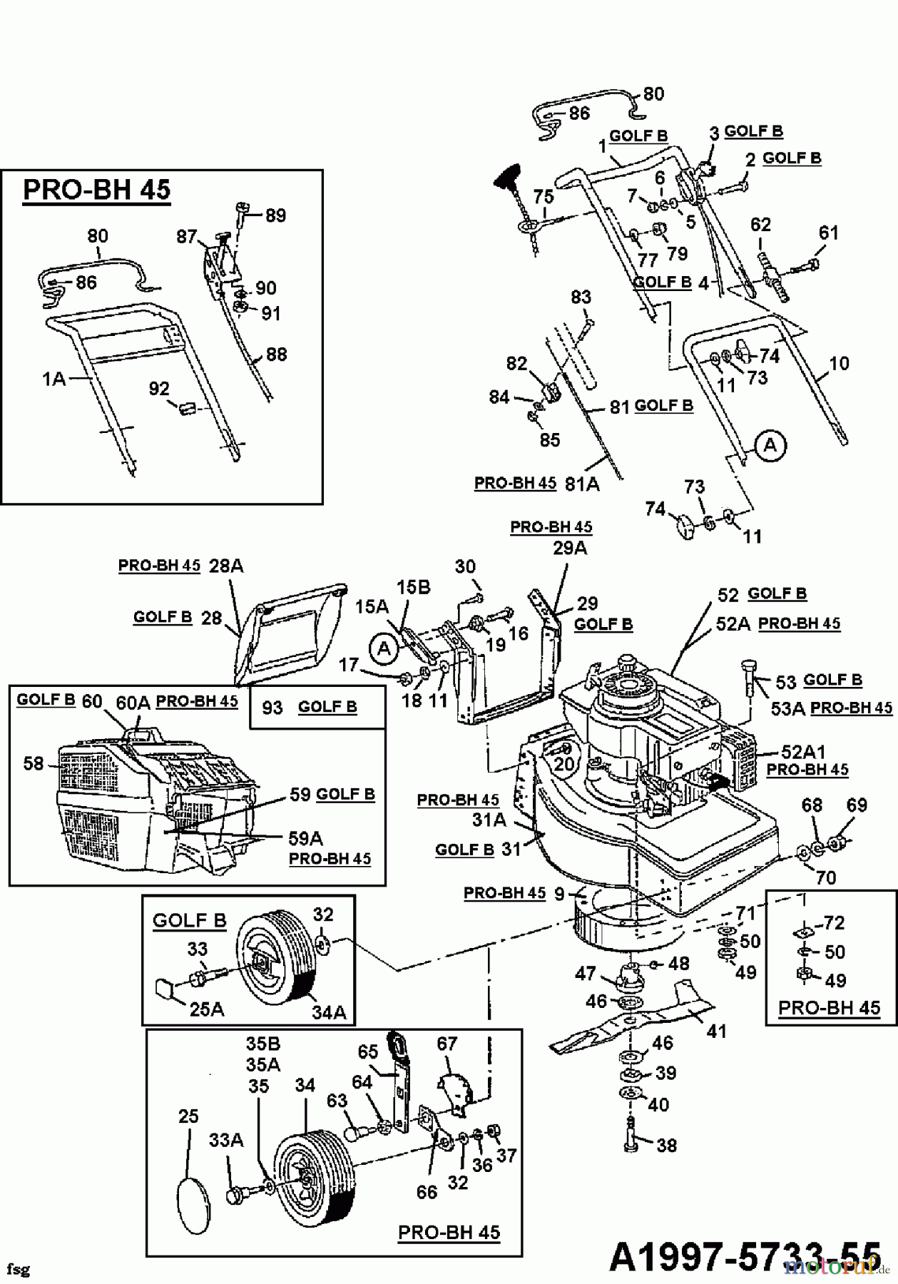 Golf Motormäher Golf B 04060.09  (1997) Grundgerät