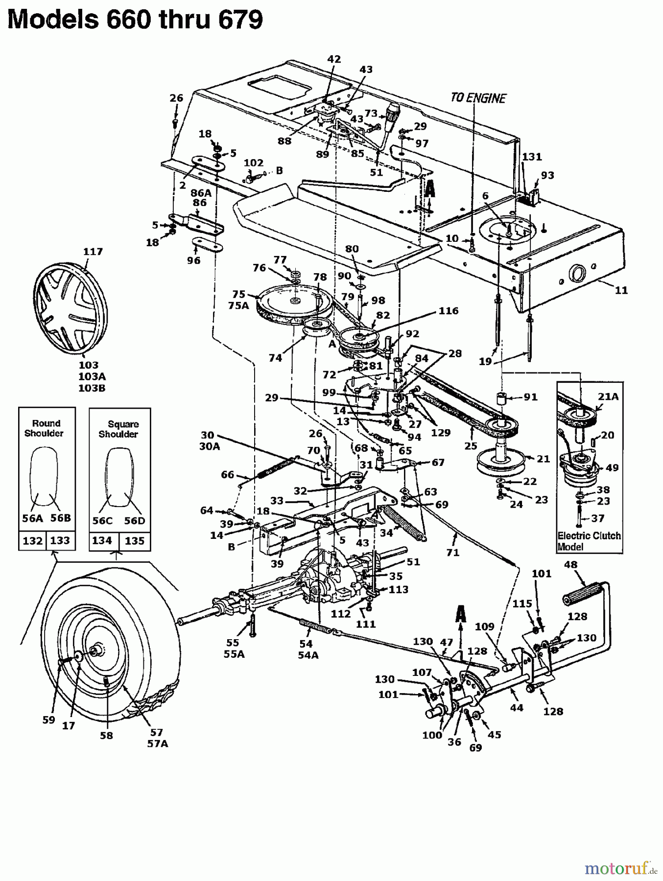  Mastercut Rasentraktoren 145/107 13AN661G659  (1997) Elektromagnetkupplung, Fahrantrieb, Motorkeilriemenscheibe