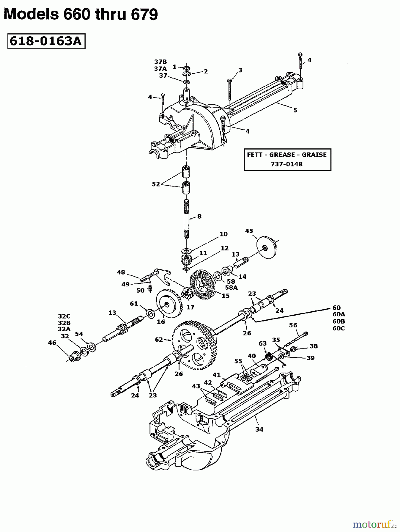  MTD Rasentraktoren B 145 13AM675G678  (1997) Getriebe