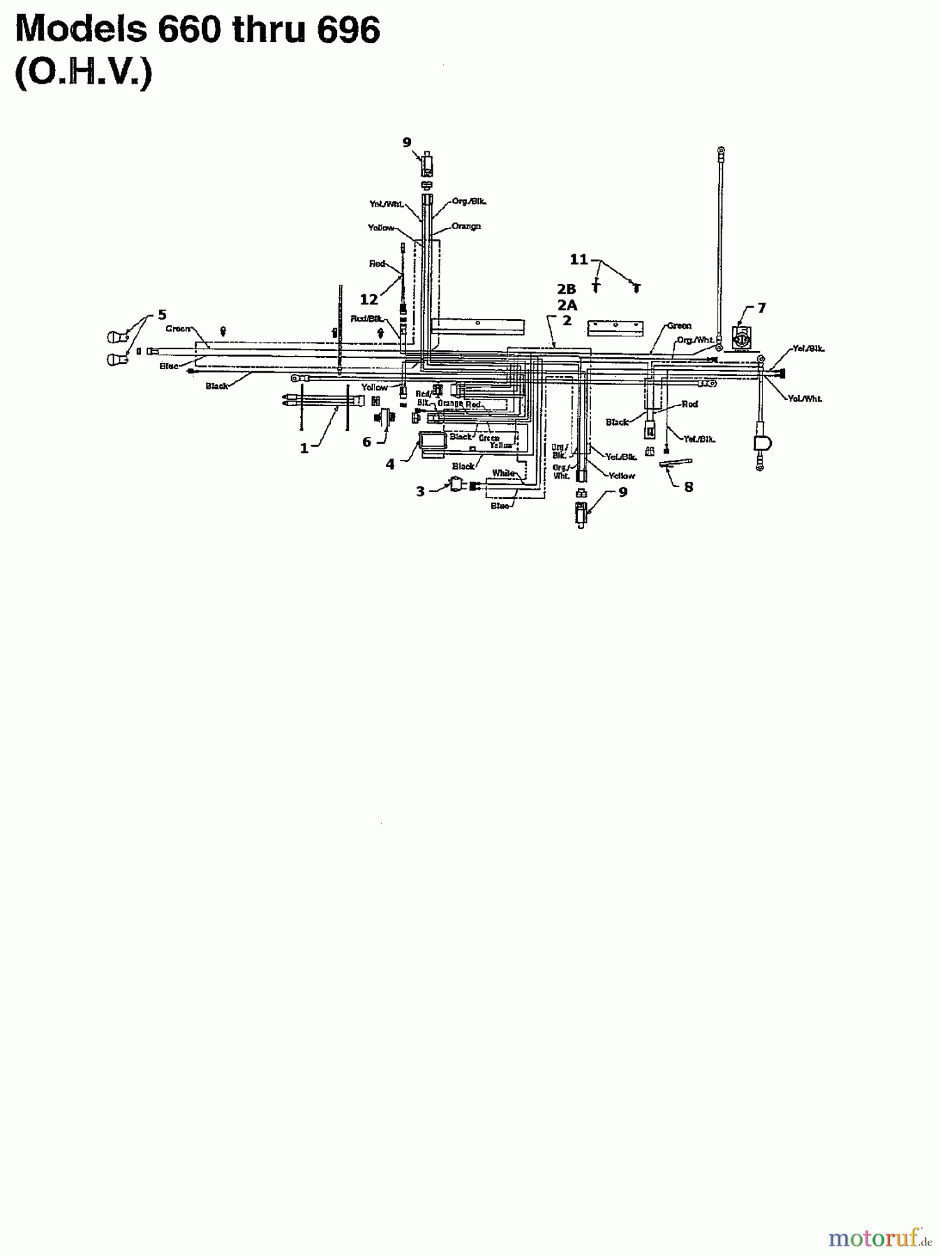  MTD Rasentraktoren B 145 136M675F678  (1996) Schaltplan für O.H.V.