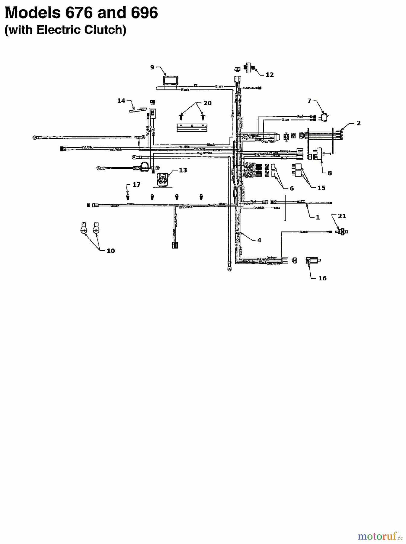  MTD Rasentraktoren B/160 13AM675F678  (1997] Schaltplan