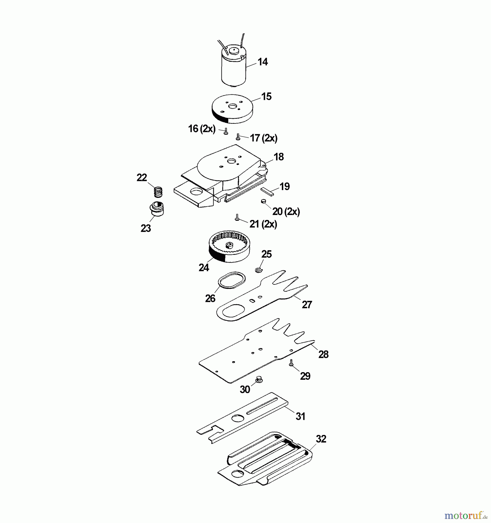  Wolf-Garten Akkuscheren Accu 40 Standard 7098005 Serie A, B  (2003) Messer, Messeraufnahme, Motor