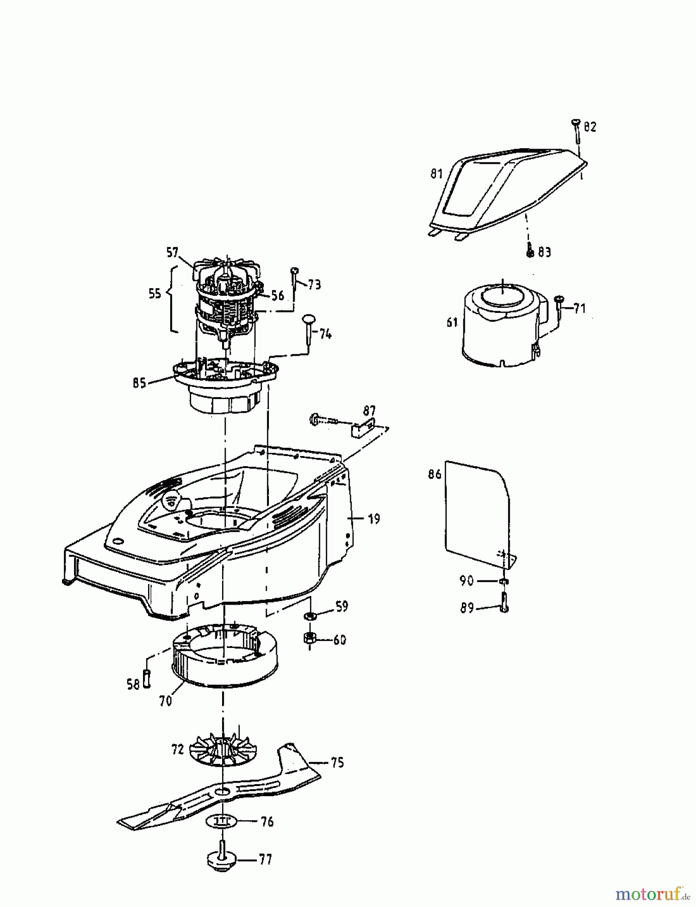  Gutbrod Elektromäher HE 42 L 18A-L5F-604  (1998) Elektromotor, Messer