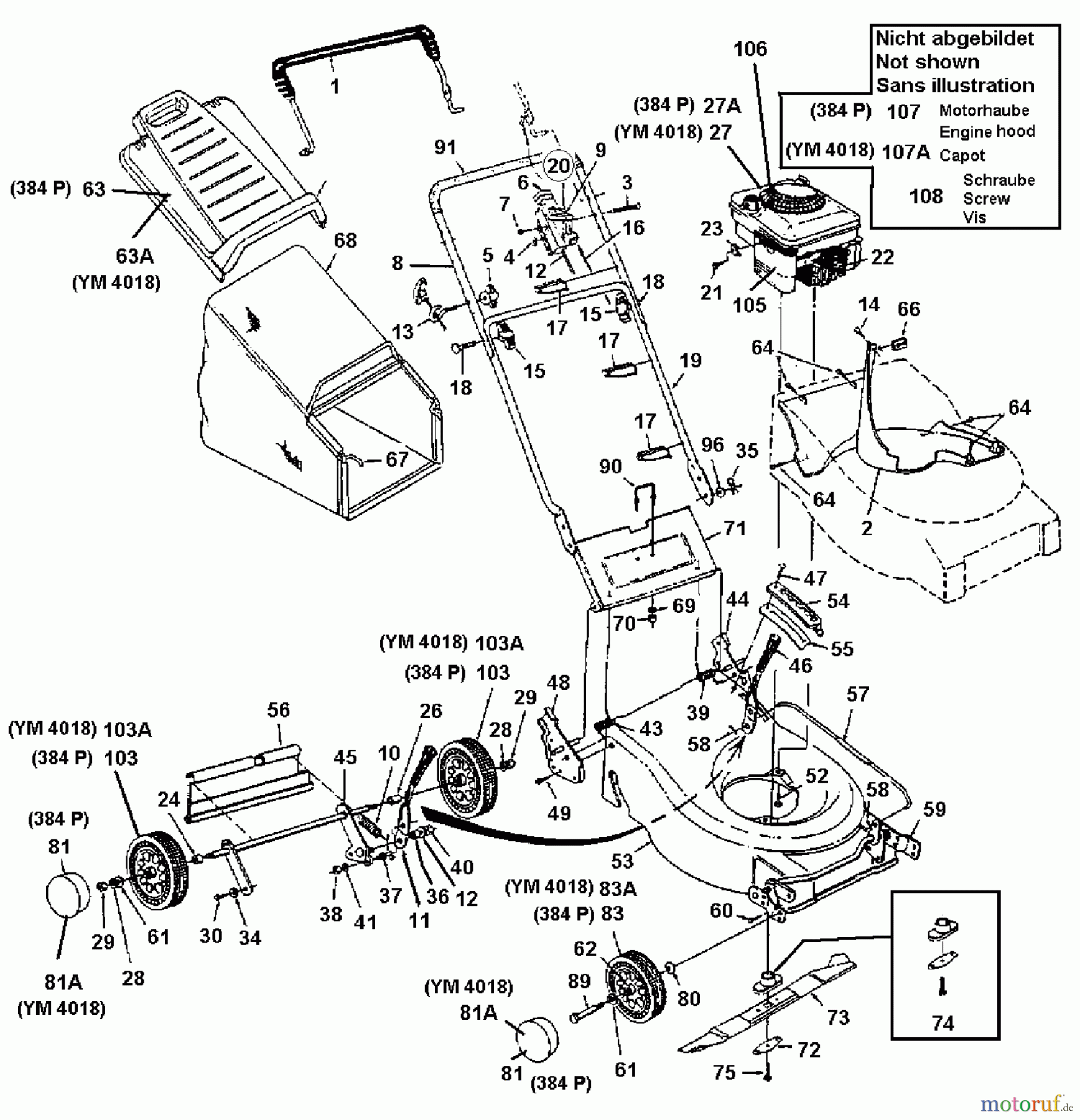  Lawnflite Motormäher 384 P 11A-674A611  (1998) Grundgerät