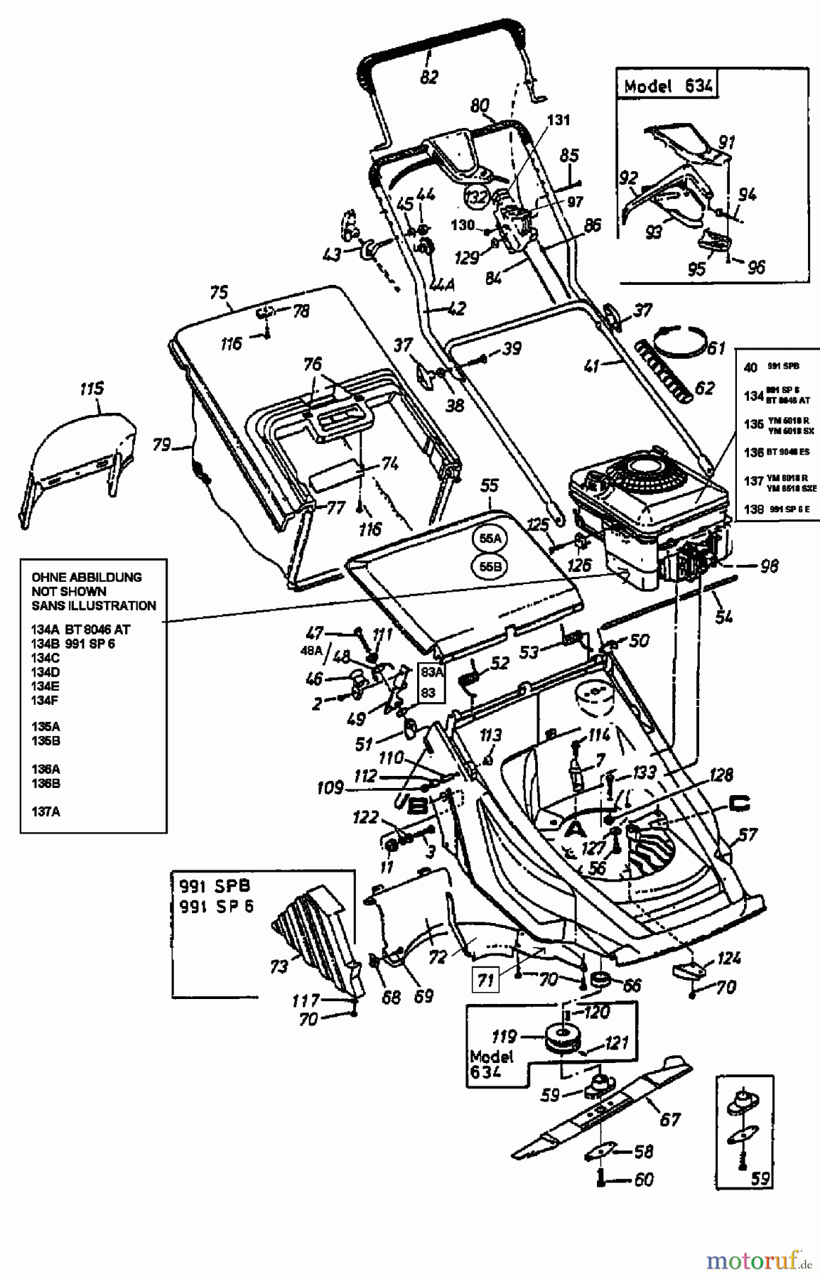  Lawnflite Motormäher mit Antrieb 991 SP 6 E 12BE658O611  (1999) Grundgerät