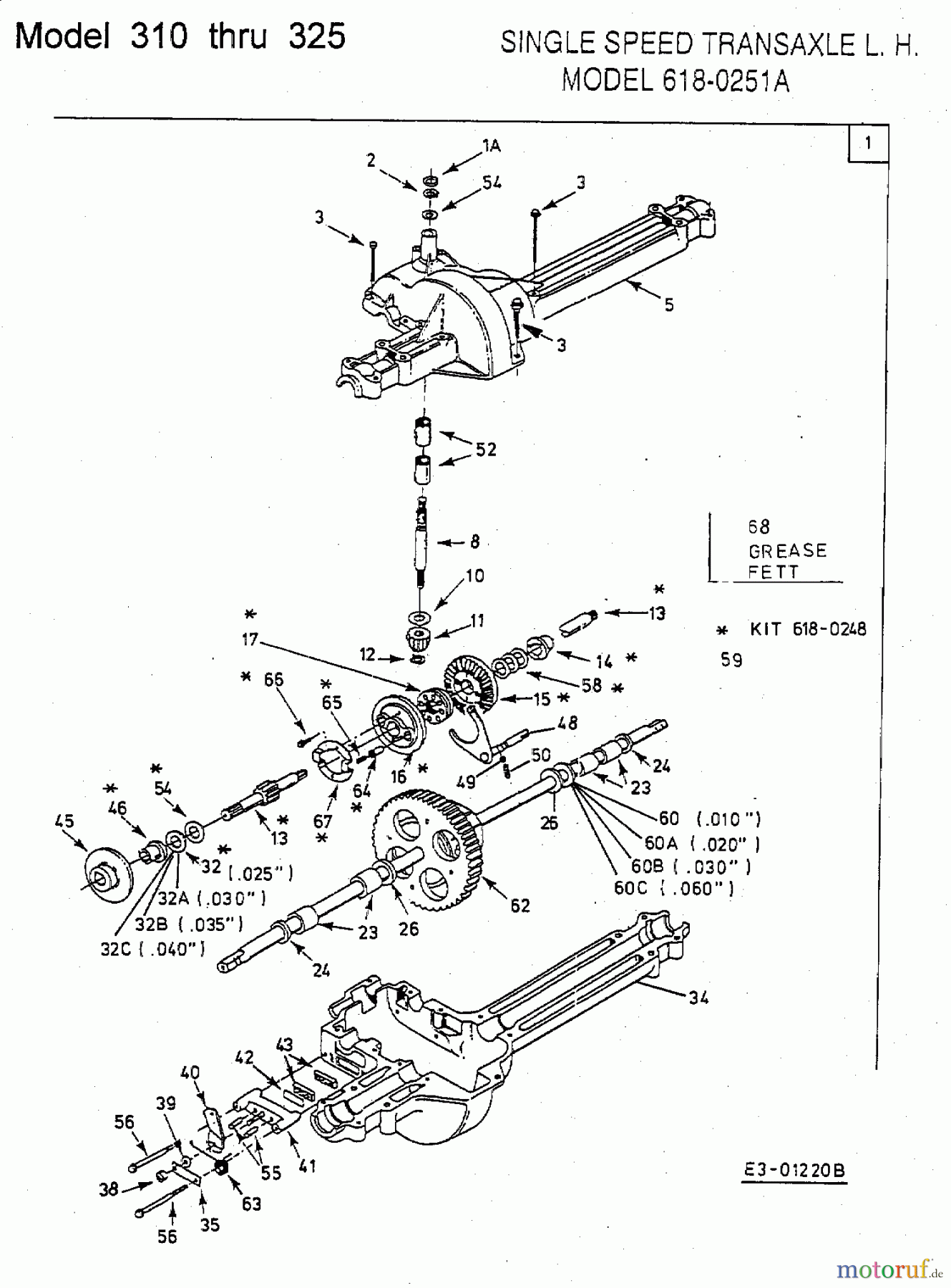  MTD Rasentraktoren Sprinto 13A-312-678  (2004) Getriebe