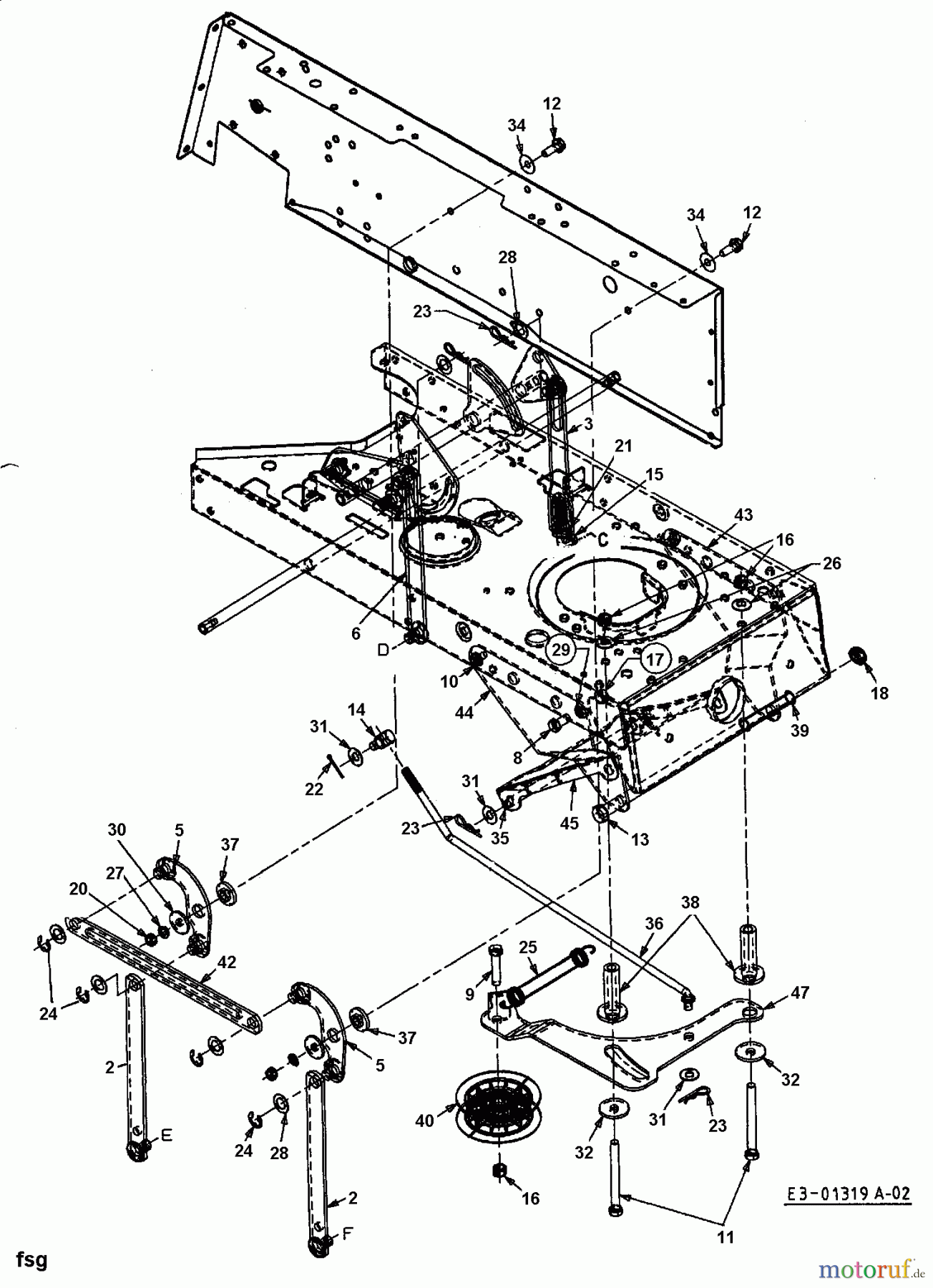  Edt Rasentraktoren EDT 145 H-102 13CP793N610  (1999) Mähwerksaushebung, Spannrolle