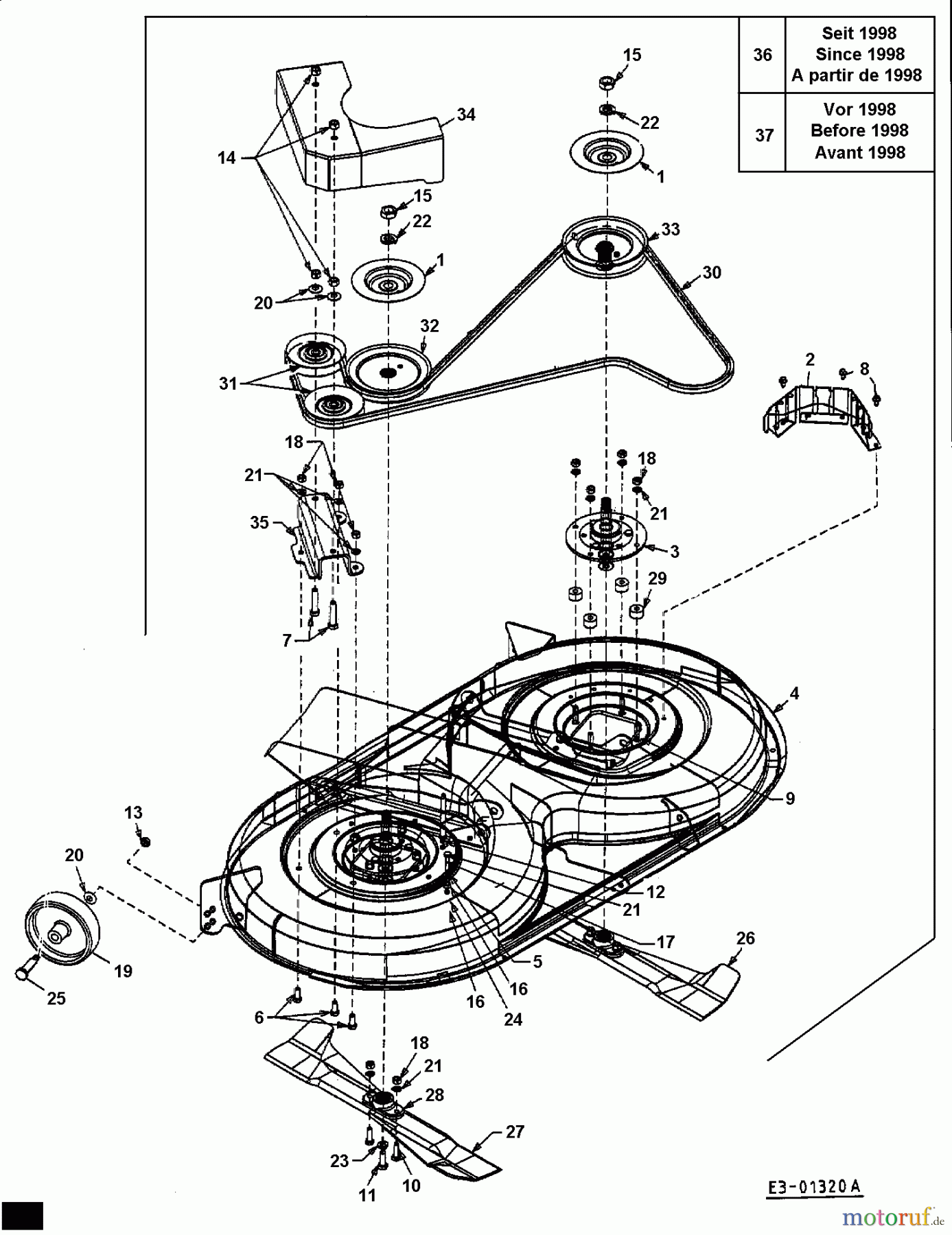  Edt Rasentraktoren EDT 130-102 13AA762N610  (1998) Mähwerk N (40