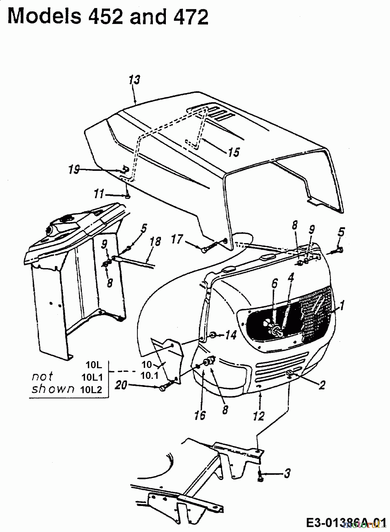  Bricolage Rasentraktoren MBT 125/76 13BL472A615  (1998) Motorhaube 2-Style