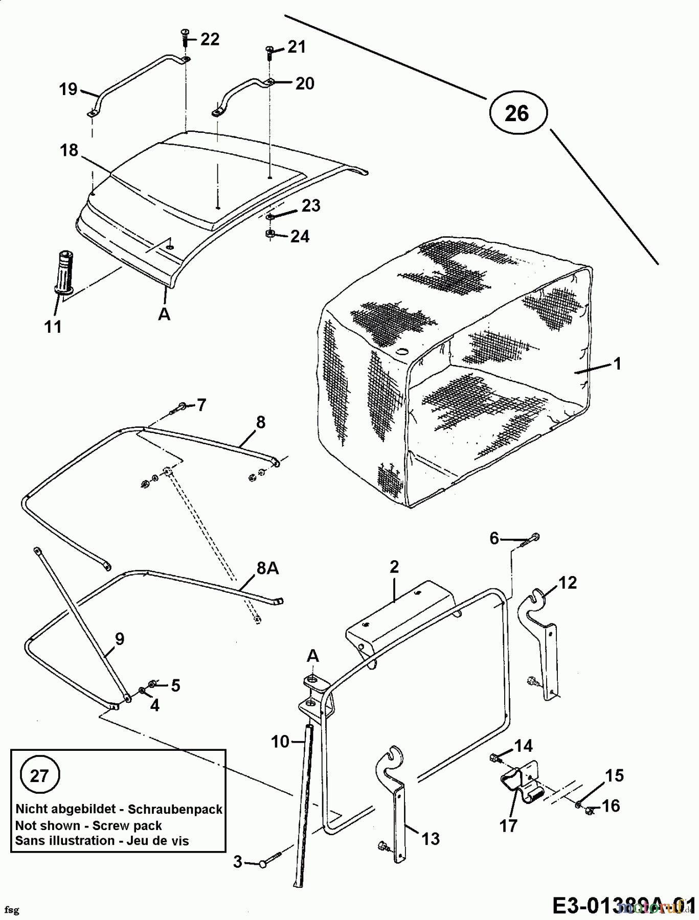  MTD Rasentraktoren IB 125 13BL475A606  (1998) Grasfangkorb