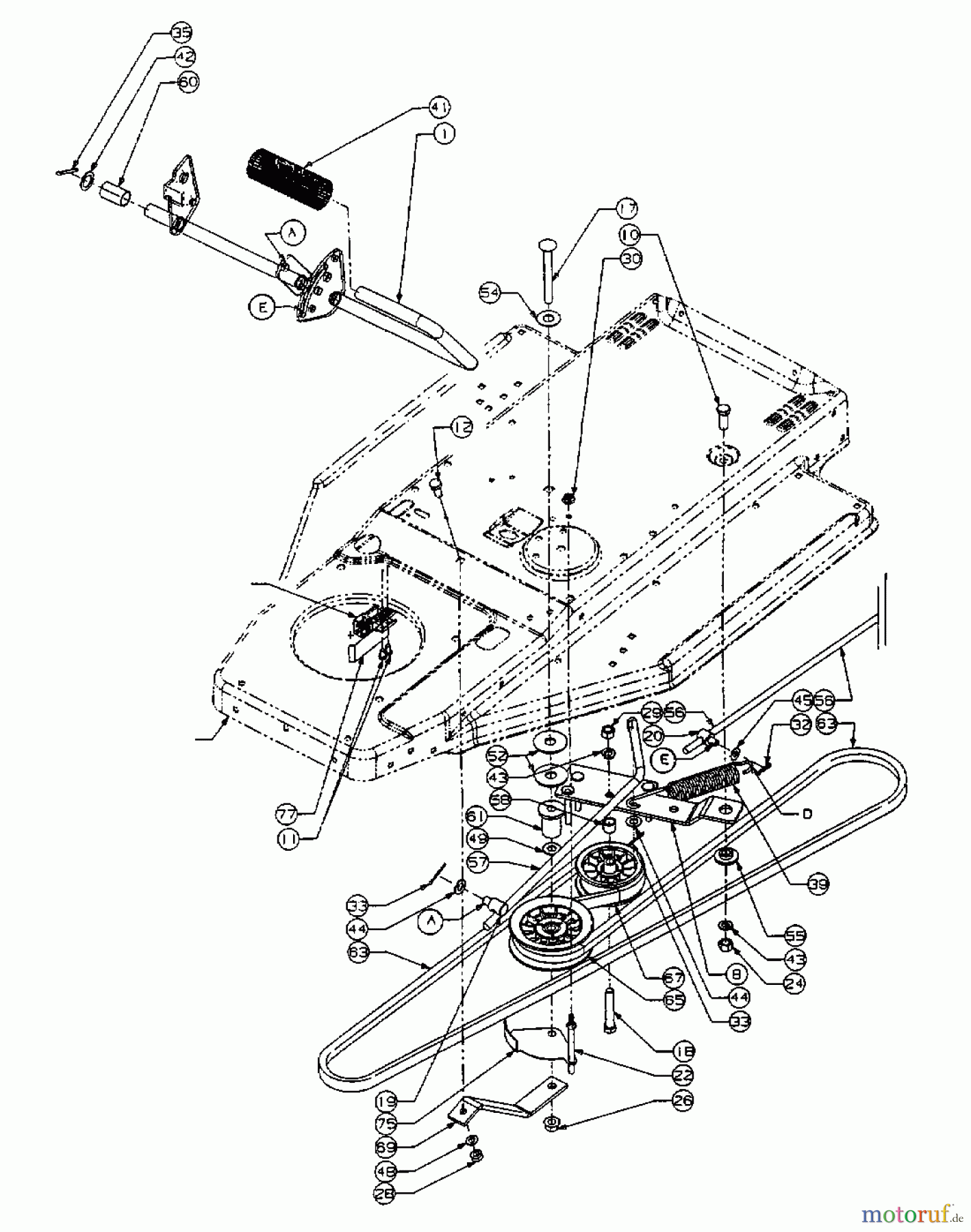  Yard-Man Rasentraktoren TE 4130 13AA474E643  (2001) Fahrantrieb, Pedale