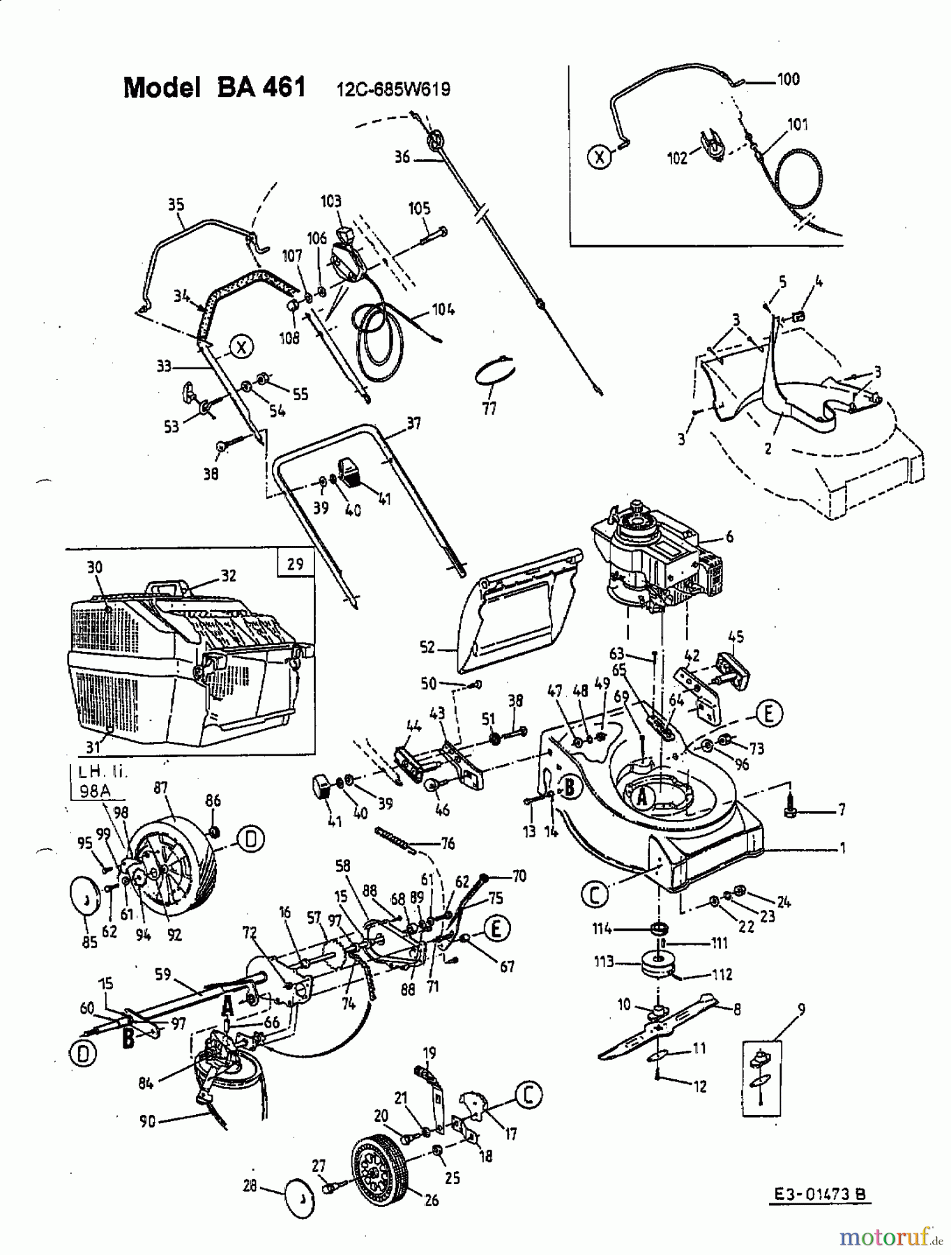  Fleurelle Motormäher mit Antrieb BA 461 12C-685W619  (2002) Grundgerät