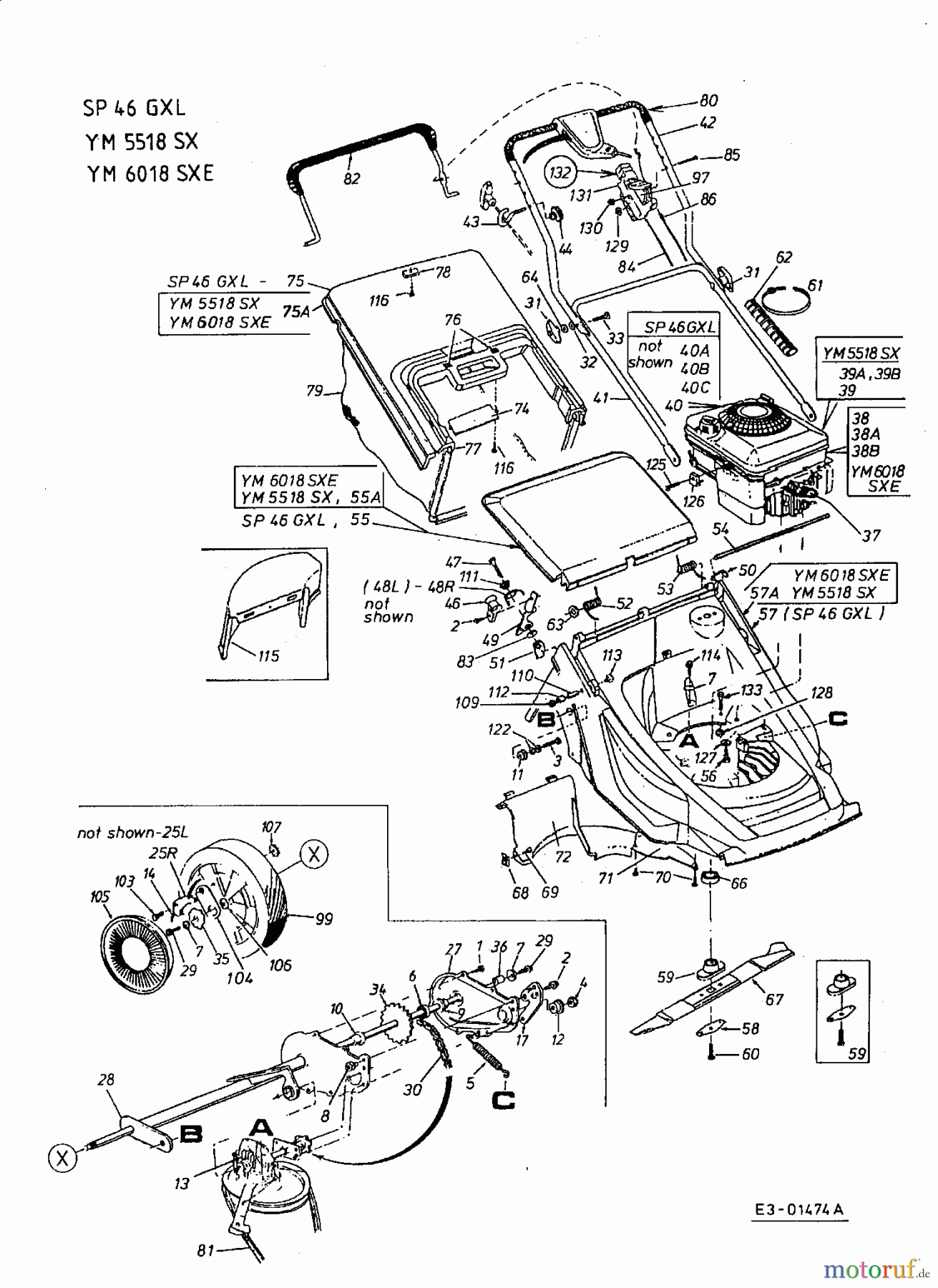  Yard-Man Motormäher mit Antrieb YM 6018 SXE 12AEX79E643  (2001) Grundgerät