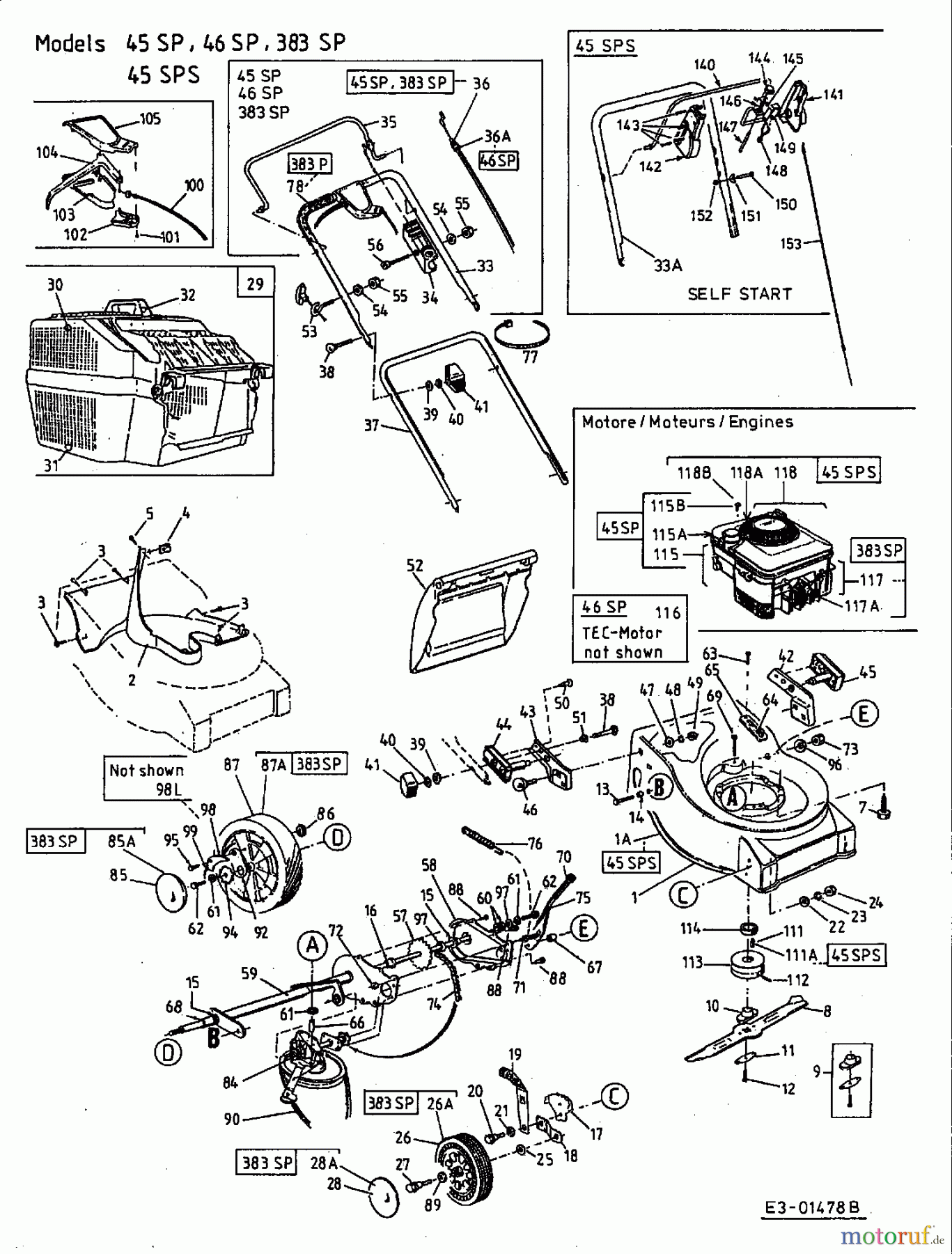  Lawnflite Motormäher mit Antrieb 383 SP 12C-602A611  (2001) Grundgerät
