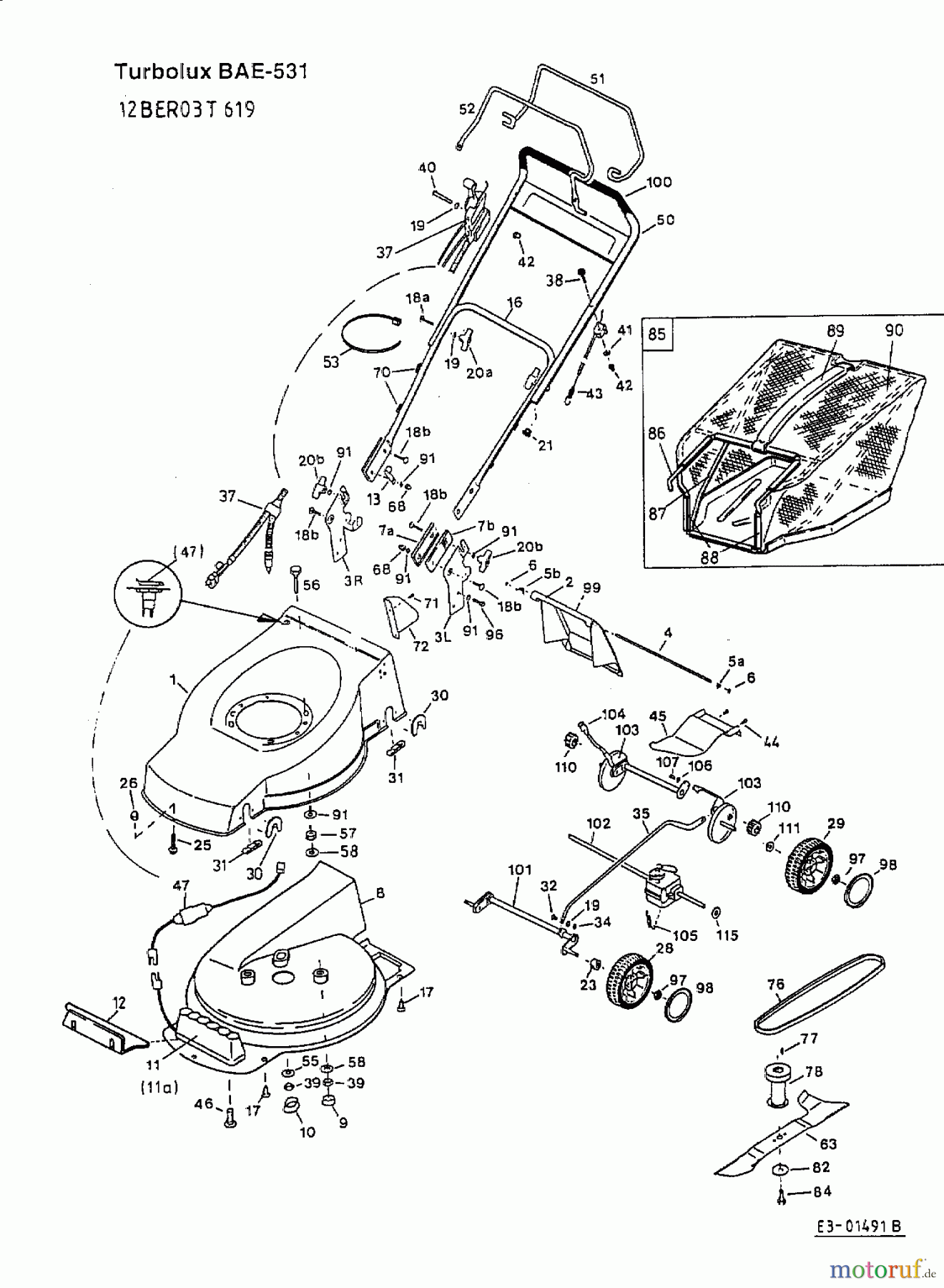  Fleurelle Motormäher mit Antrieb BAE 531 12BER03T619  (2001) Grundgerät