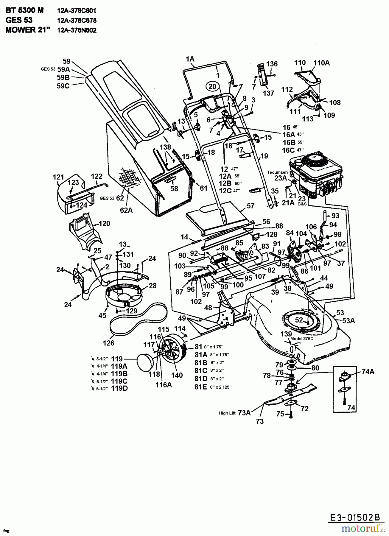  Gutbrod Motormäher mit Antrieb HBM 53 12A-378C604  (1998) Grundgerät