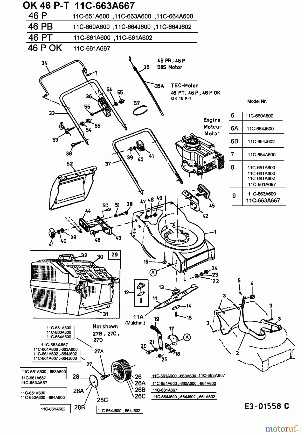  MTD Motormäher 46 PT 11C-661A602  (2003) Grundgerät