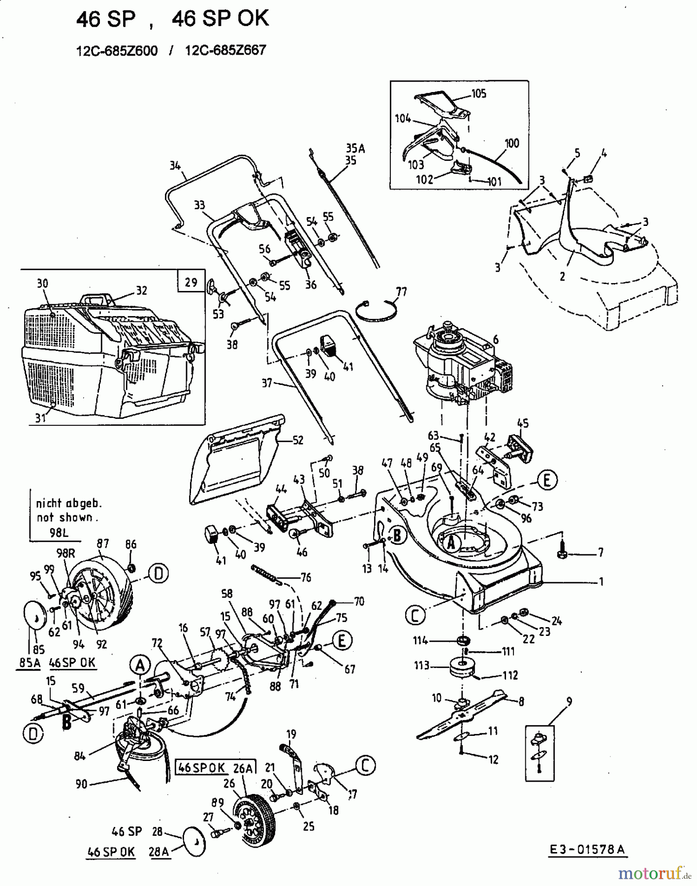  MTD Motormäher mit Antrieb 46 SP 12C-685Z600  (2001) Grundgerät