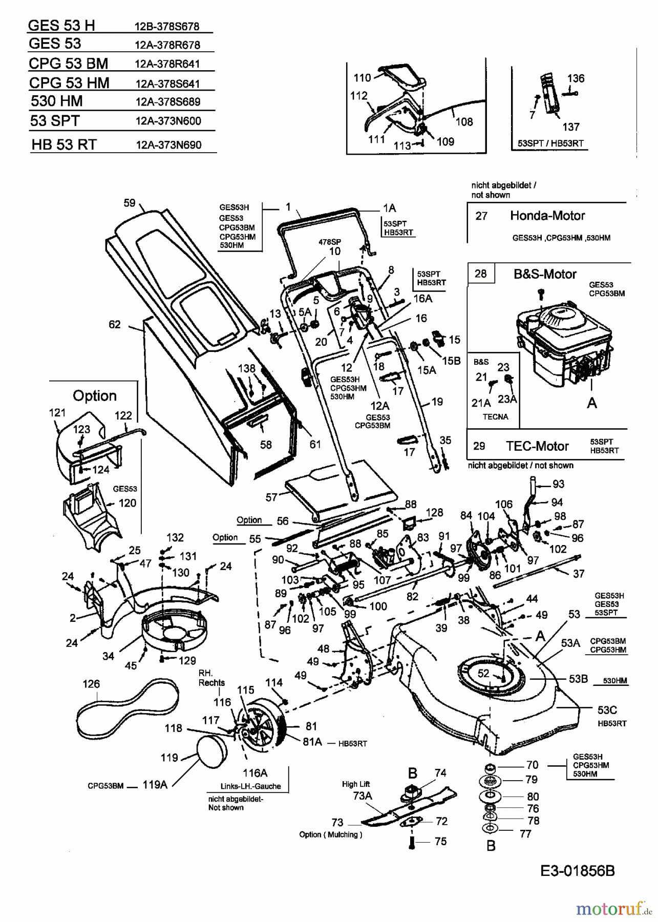  MTD Motormäher mit Antrieb 53 SPT 12A-373N600  (2004) Grundgerät
