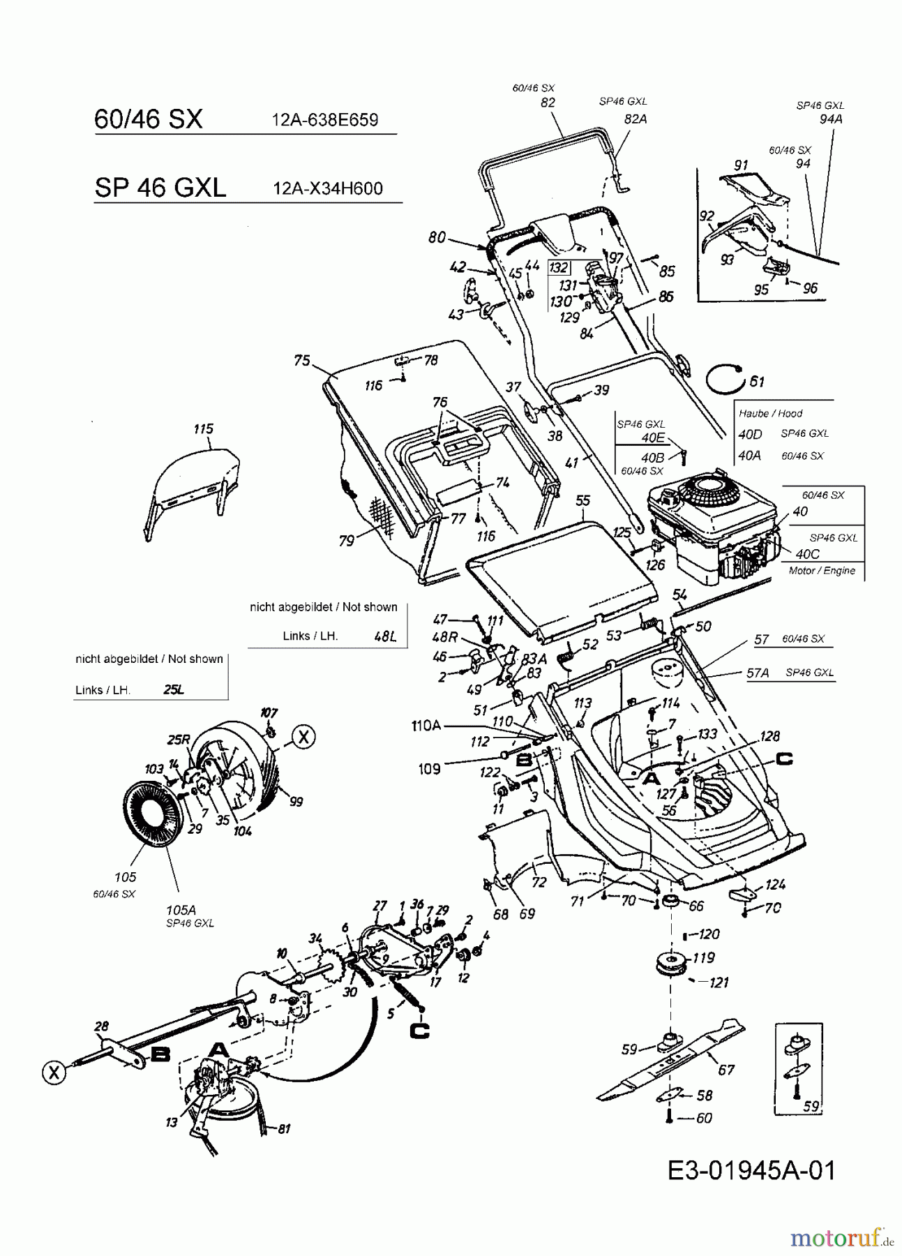  MTD Motormäher mit Antrieb SP 46 GXL 12A-X34H600  (2005) Grundgerät