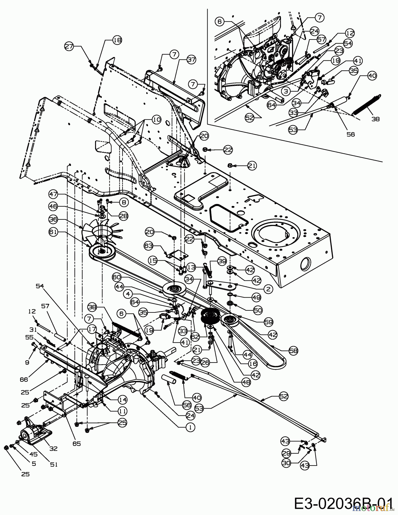  MTD Rasentraktoren JN 175 HB 13AD498N676  (2005) Fahrantrieb