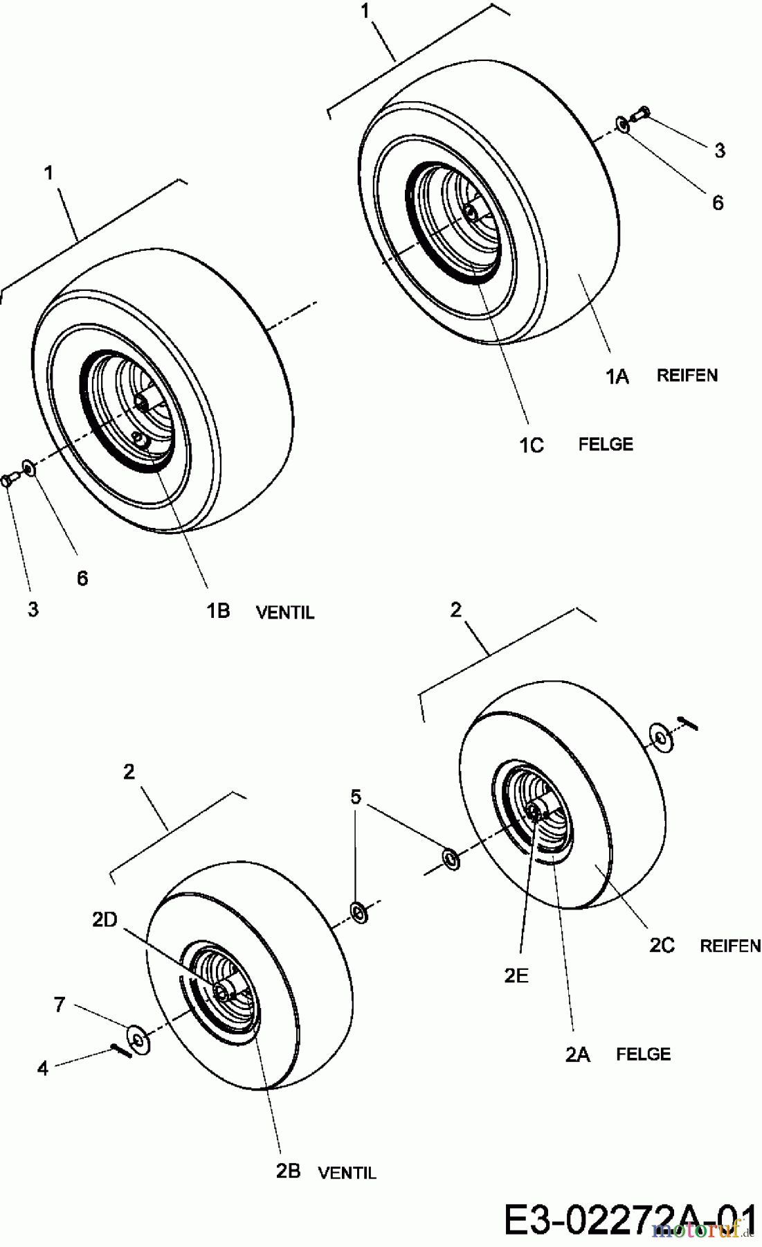  Lawnflite Rasentraktoren 503 13B-332-611  (2005) Räder 12x5x4 und 15x6x6