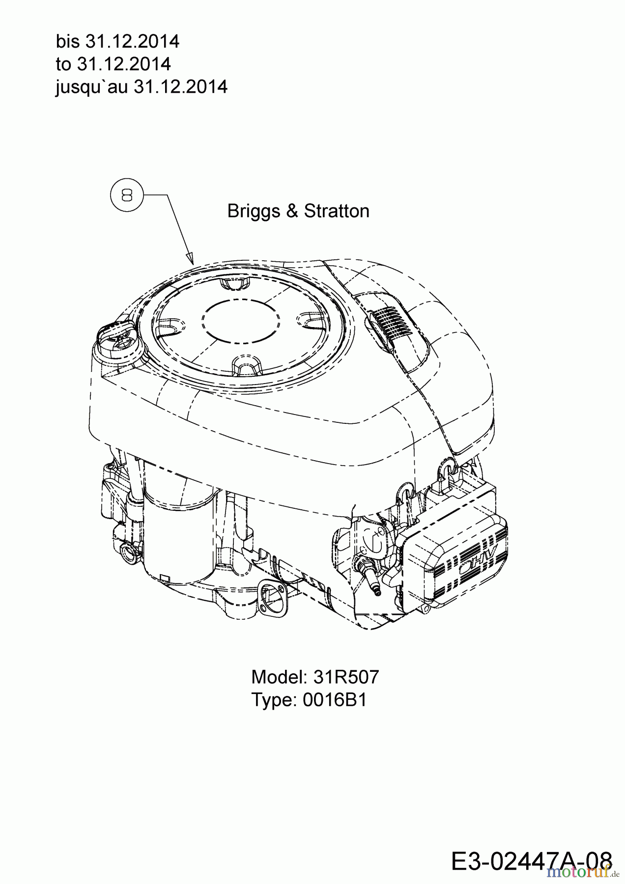  MTD Rasentraktoren LTEX 92 A 13HM98KE682  (2015) Motor Briggs & Stratton bis 31.12.2014