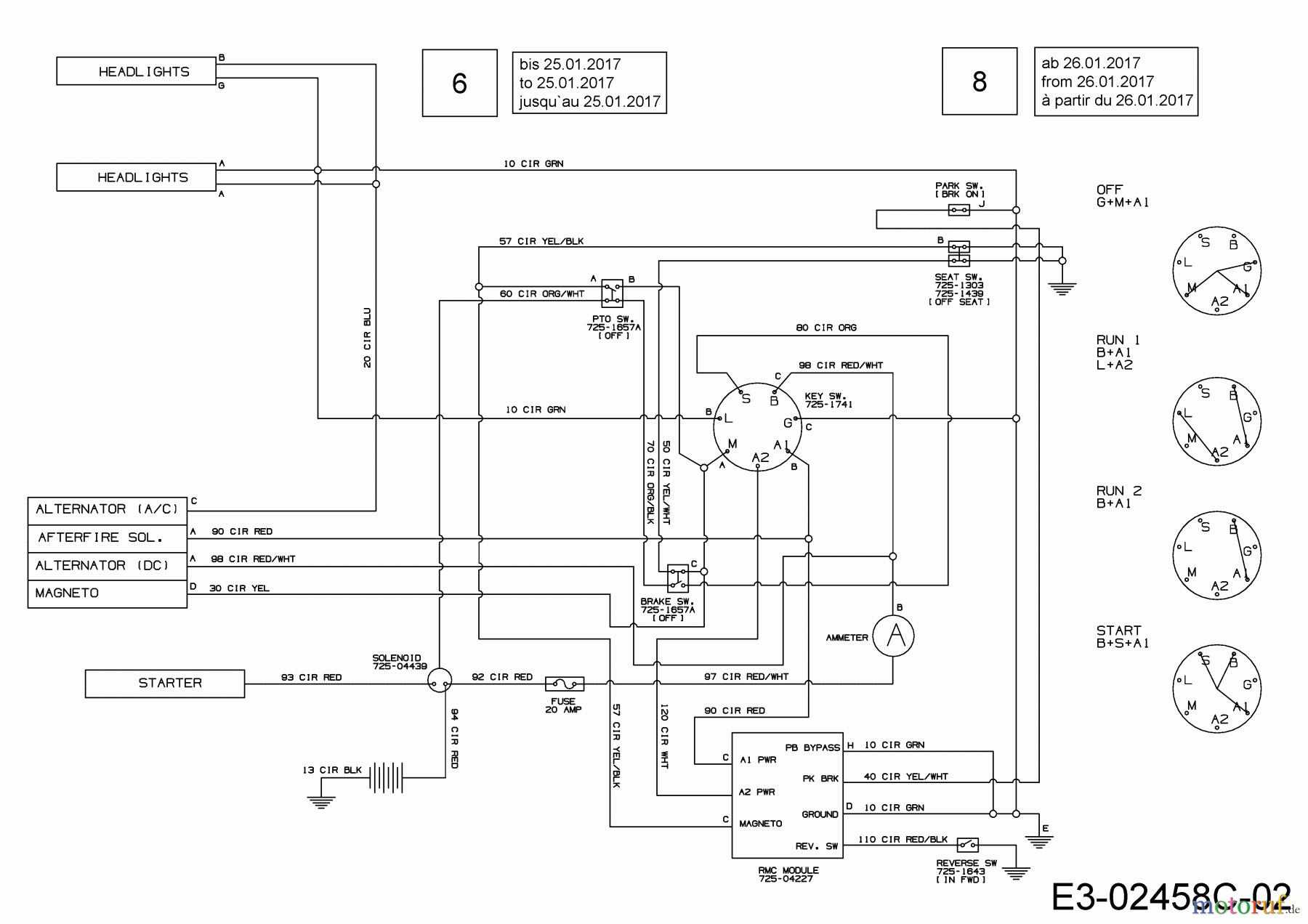  MTD Rasentraktoren 20/42 13BT77KS308  (2017) Schaltplan