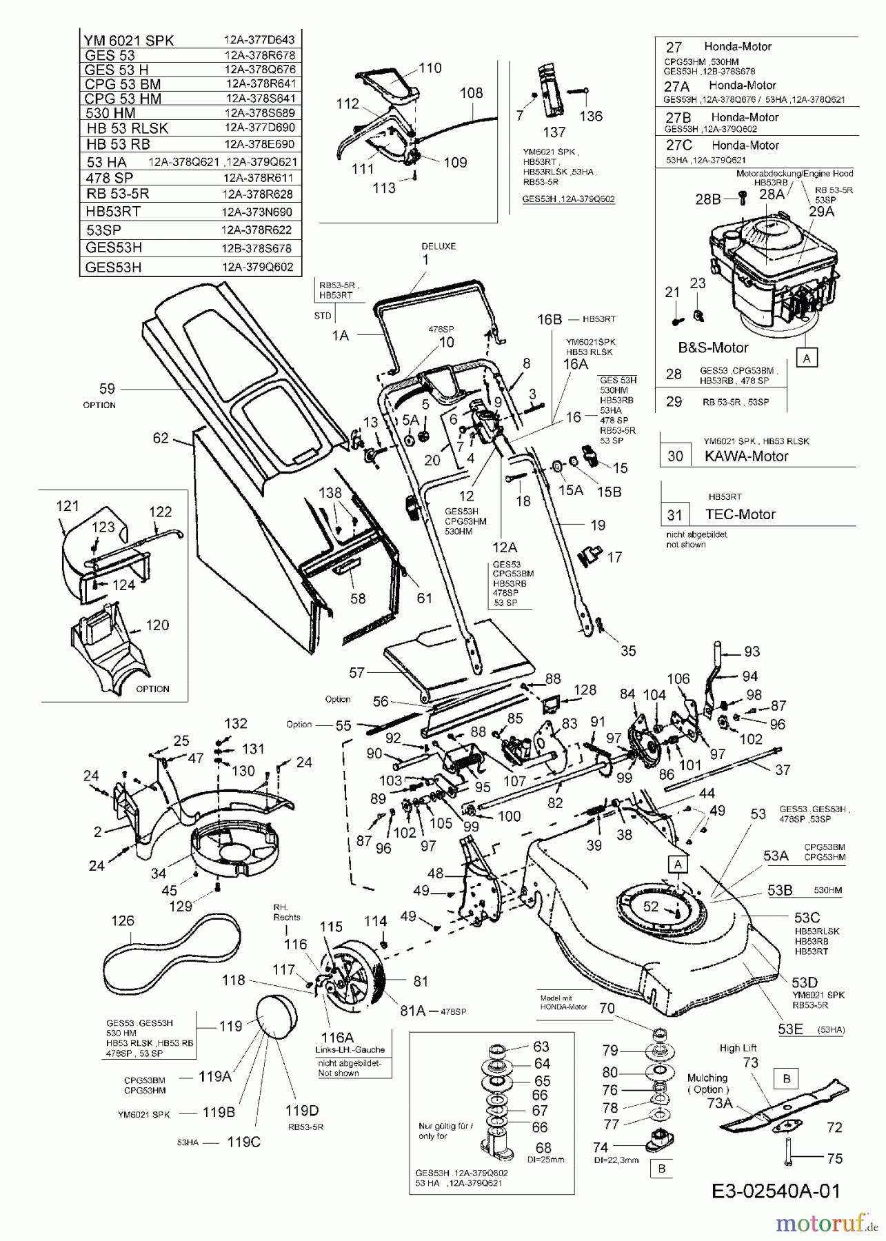 MTD Motormäher mit Antrieb 53 SPB 12A-378R622  (2005) Grundgerät