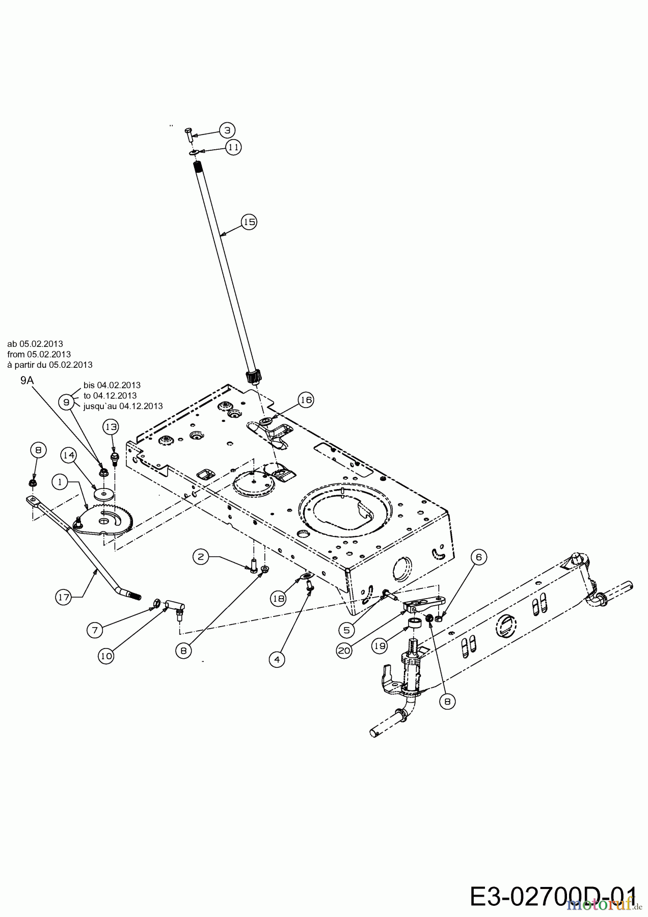  MTD Rasentraktoren Advance PG 160 HK 13TG79KG676  (2013) Lenkung