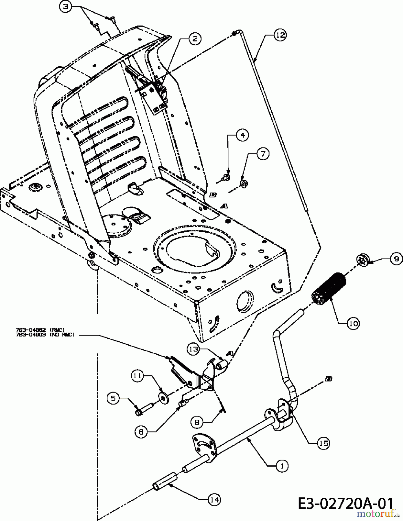 Oleo-Mac Rasentraktoren Polo 108/17 H 13AD799G636  (2006) Geschwindigkeitsregelung, Pedale