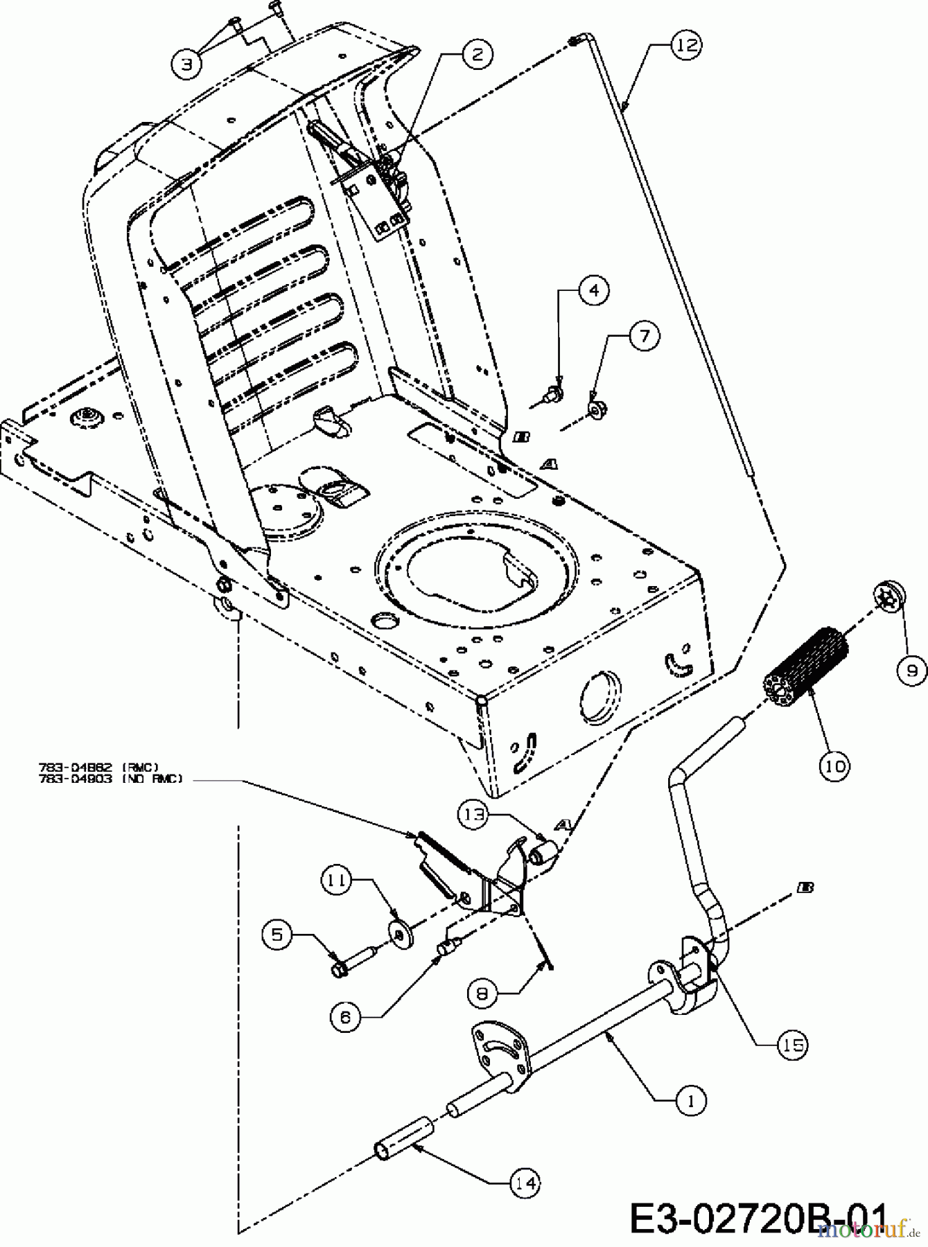  Oleo-Mac Rasentraktoren Polo 108/17 H 13AD799G636  (2007) Geschwindigkeitsregelung, Pedale