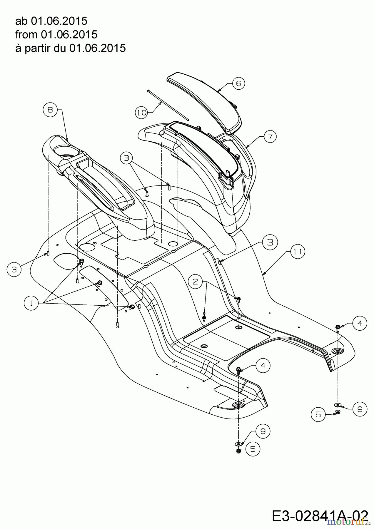 Cub Cadet Gartentraktoren CC 1224 KHP 14HQ94AP603 (2015) Sitzwanne ab 01.06.2015